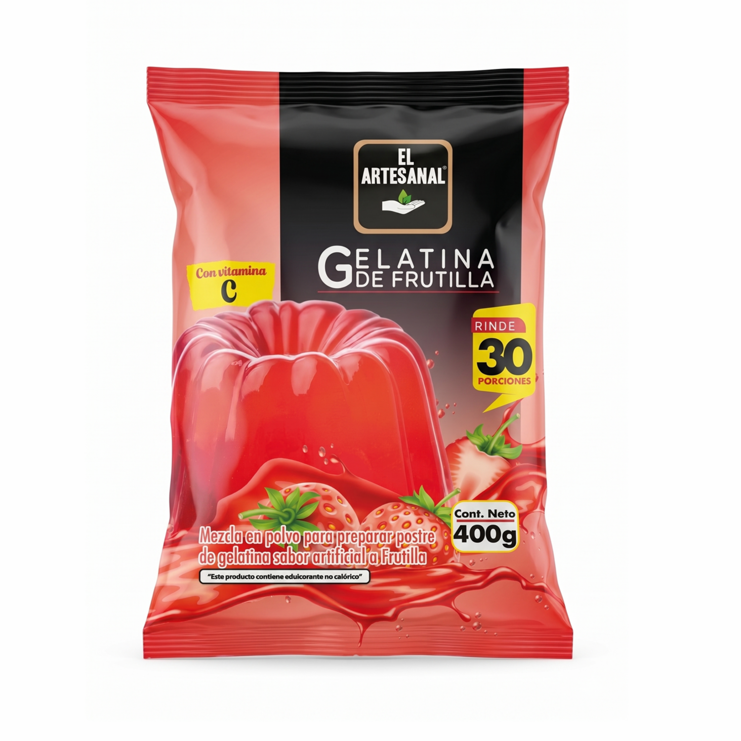 Gelatina En Polvo Sabor Frutilla EL ARTESANAL 400 G