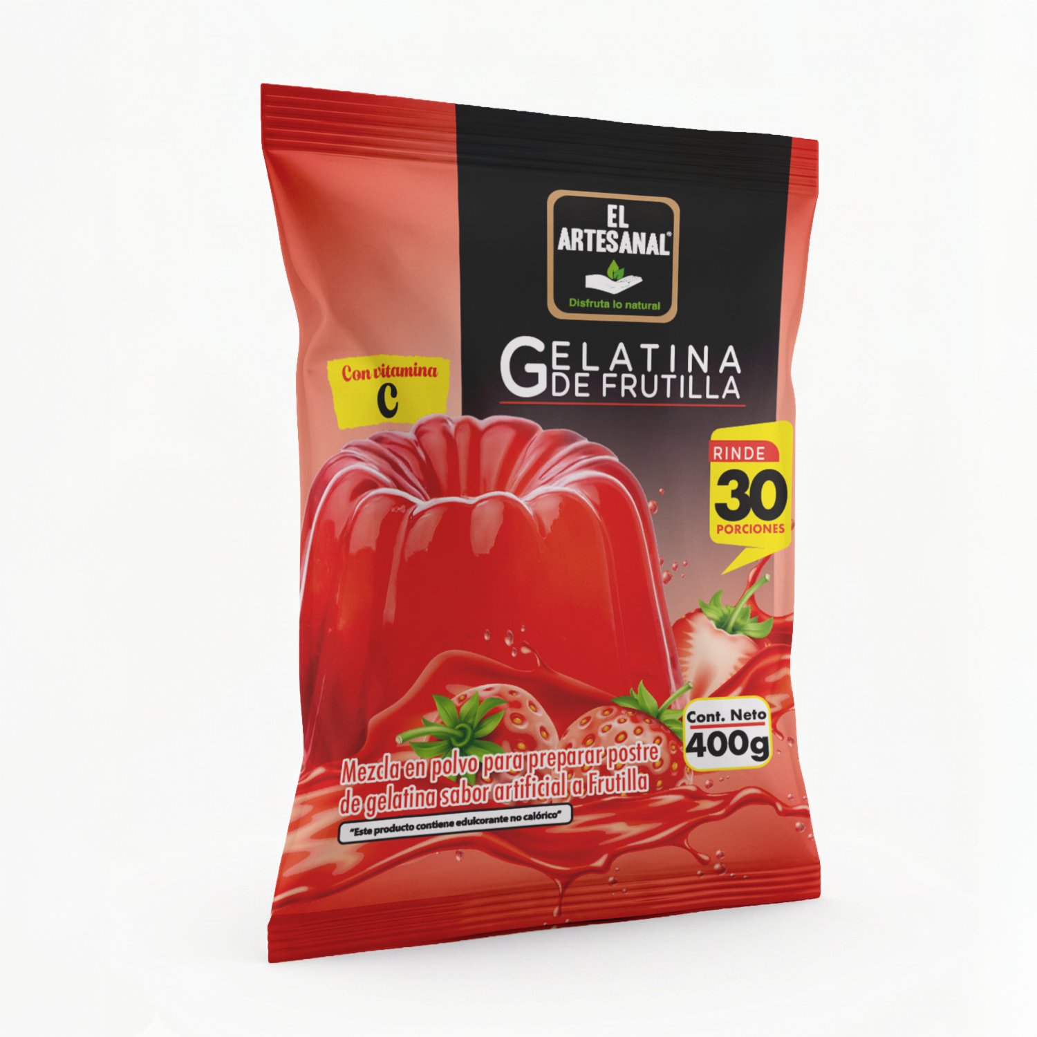 Gelatina En Polvo Sabor Frutilla EL ARTESANAL 400 G