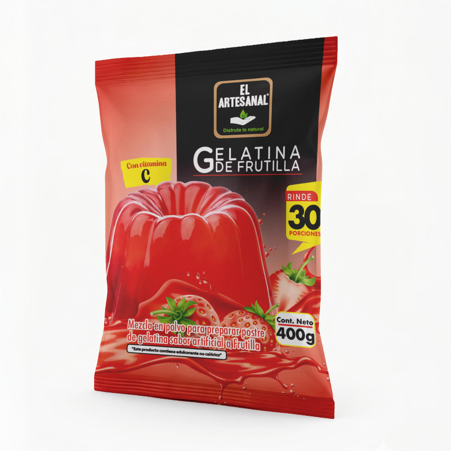 Gelatina En Polvo Sabor Frutilla EL ARTESANAL 400 G