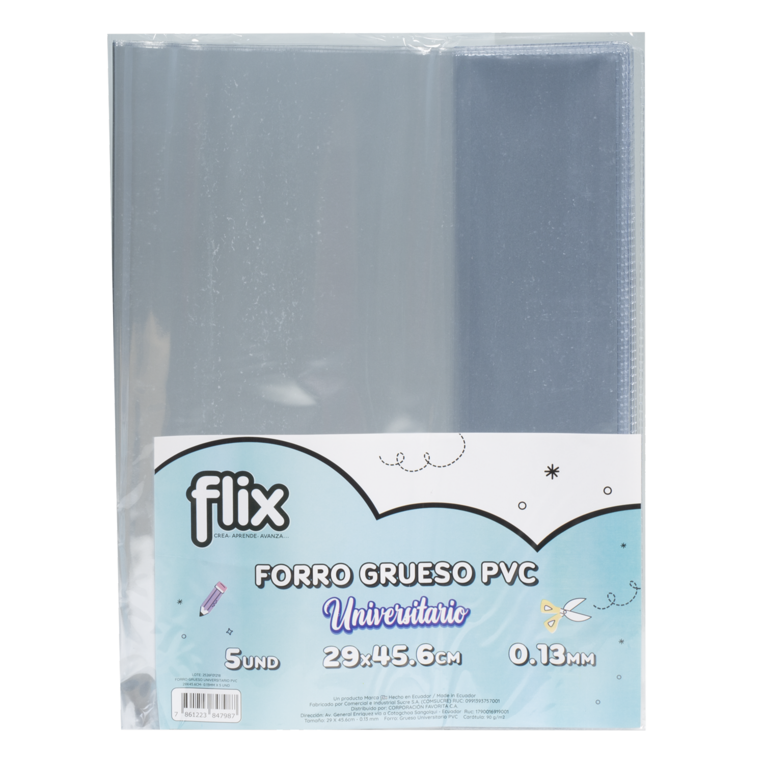 Forro De Cuaderno Grueso Universitario FLIX 5 Piezas