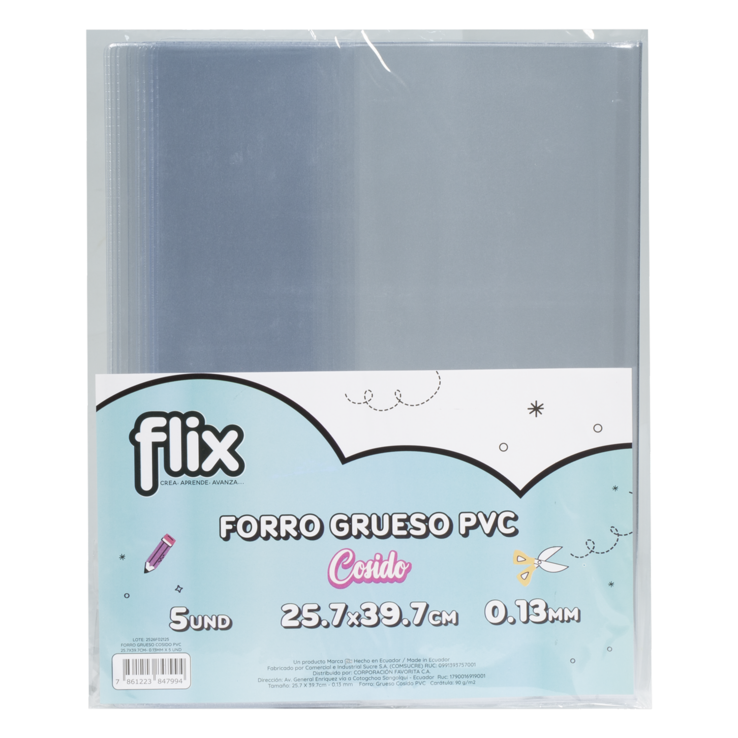 Forro De Cuaderno Grueso Cosido FLIX 5 Piezas