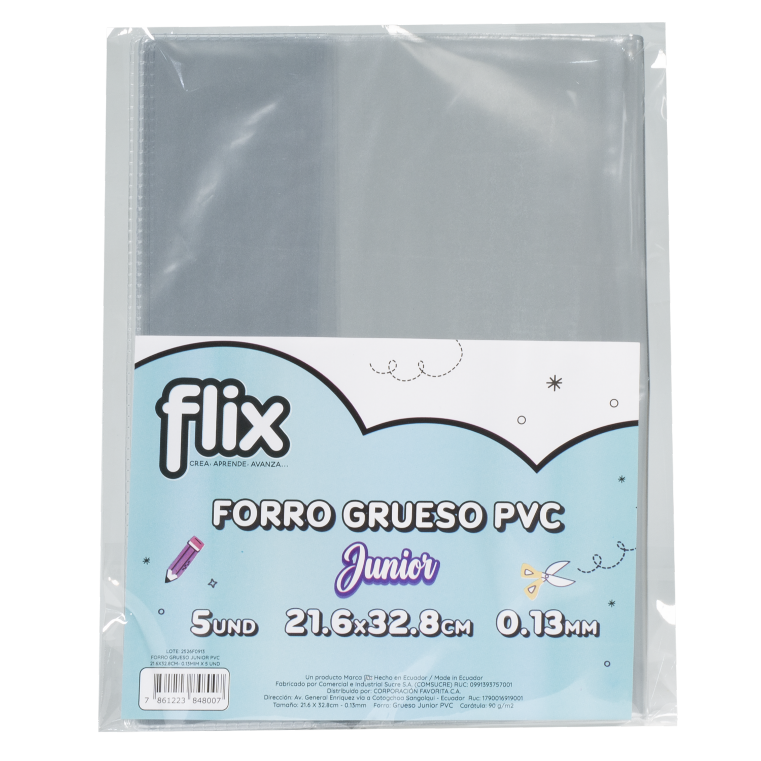 Forro De Cuaderno Grueso Junior FLIX 5 Piezas