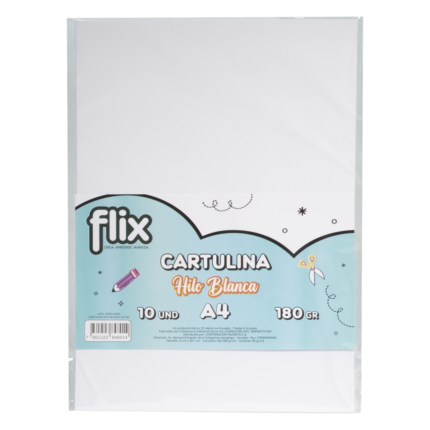 Cartulina Con Hilo Blanco A4 FLIX 10 Piezas