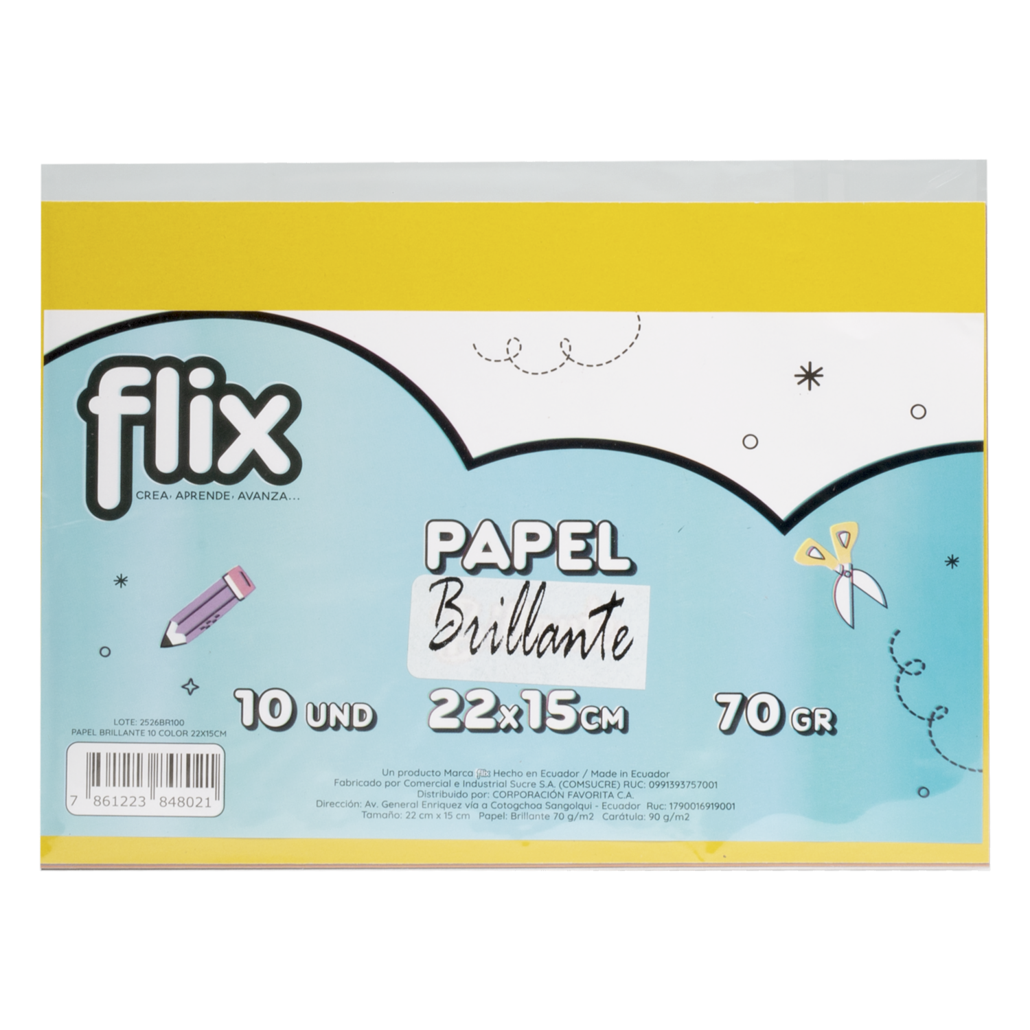 Papel Brillante Set X10 De Colores FLIX 22X15 Cm
