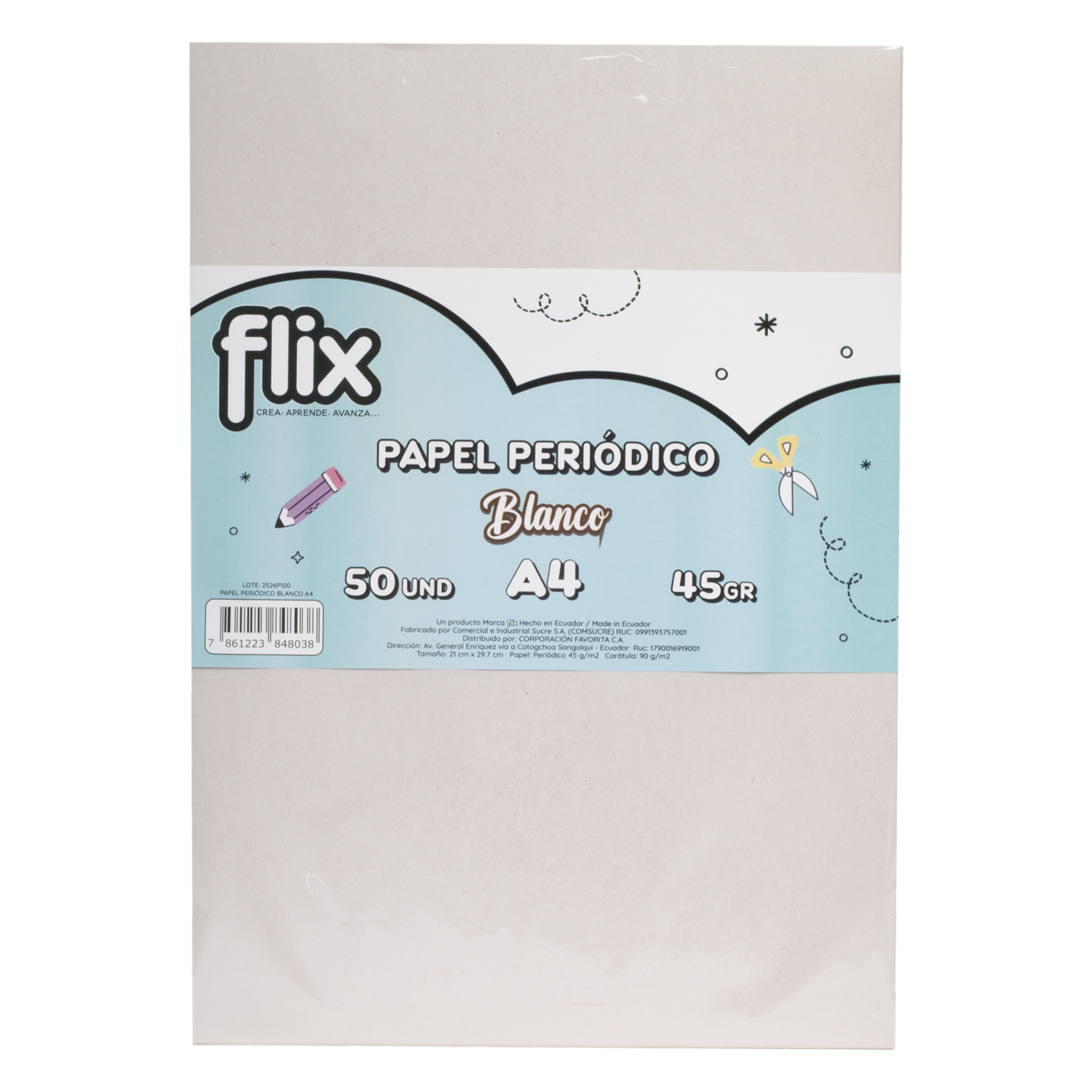 Papel Periódico Blanco A4 FLIX 50 Piezas