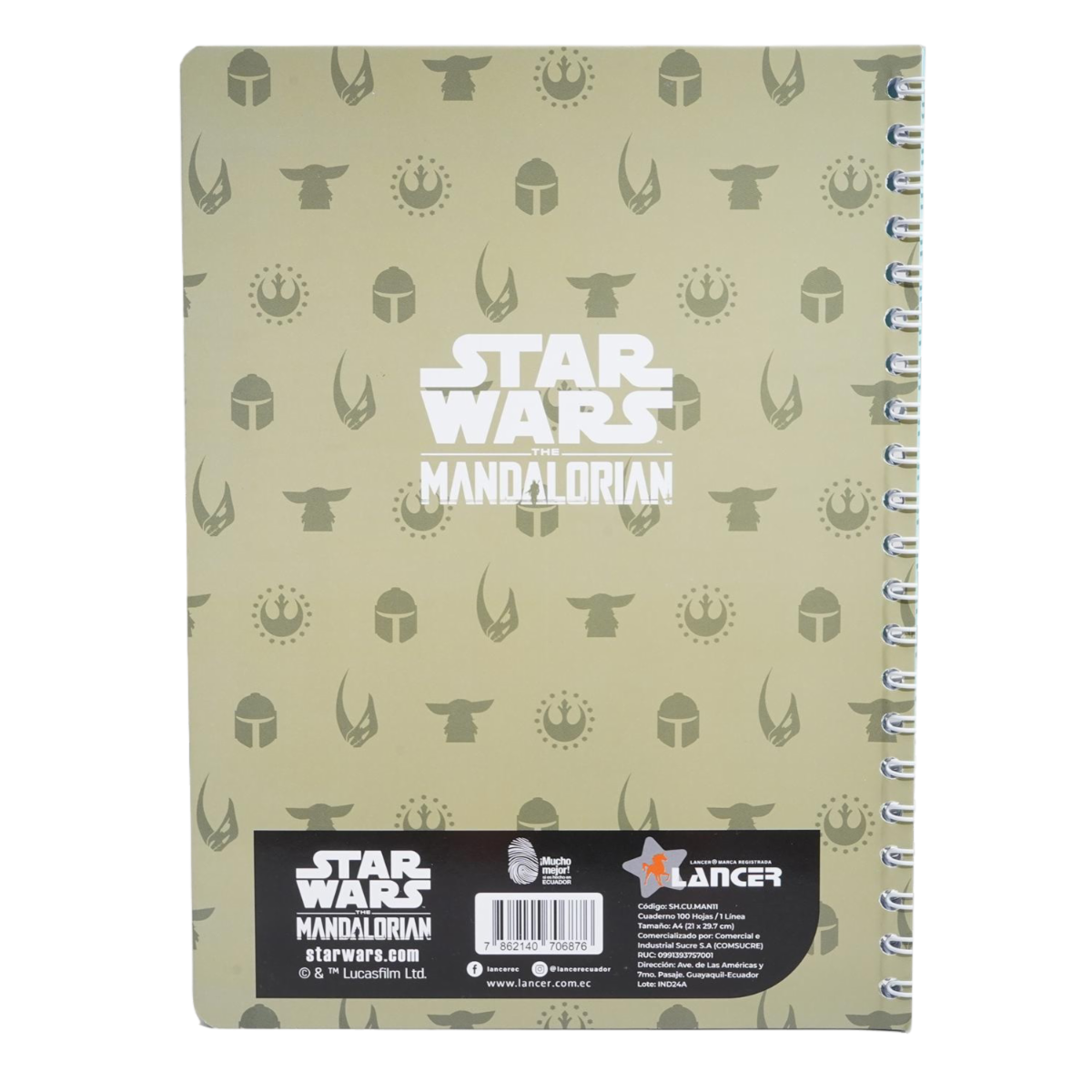 Cuaderno Universitario Mandalorian 1 Línea DISNEY 100 Hojas
