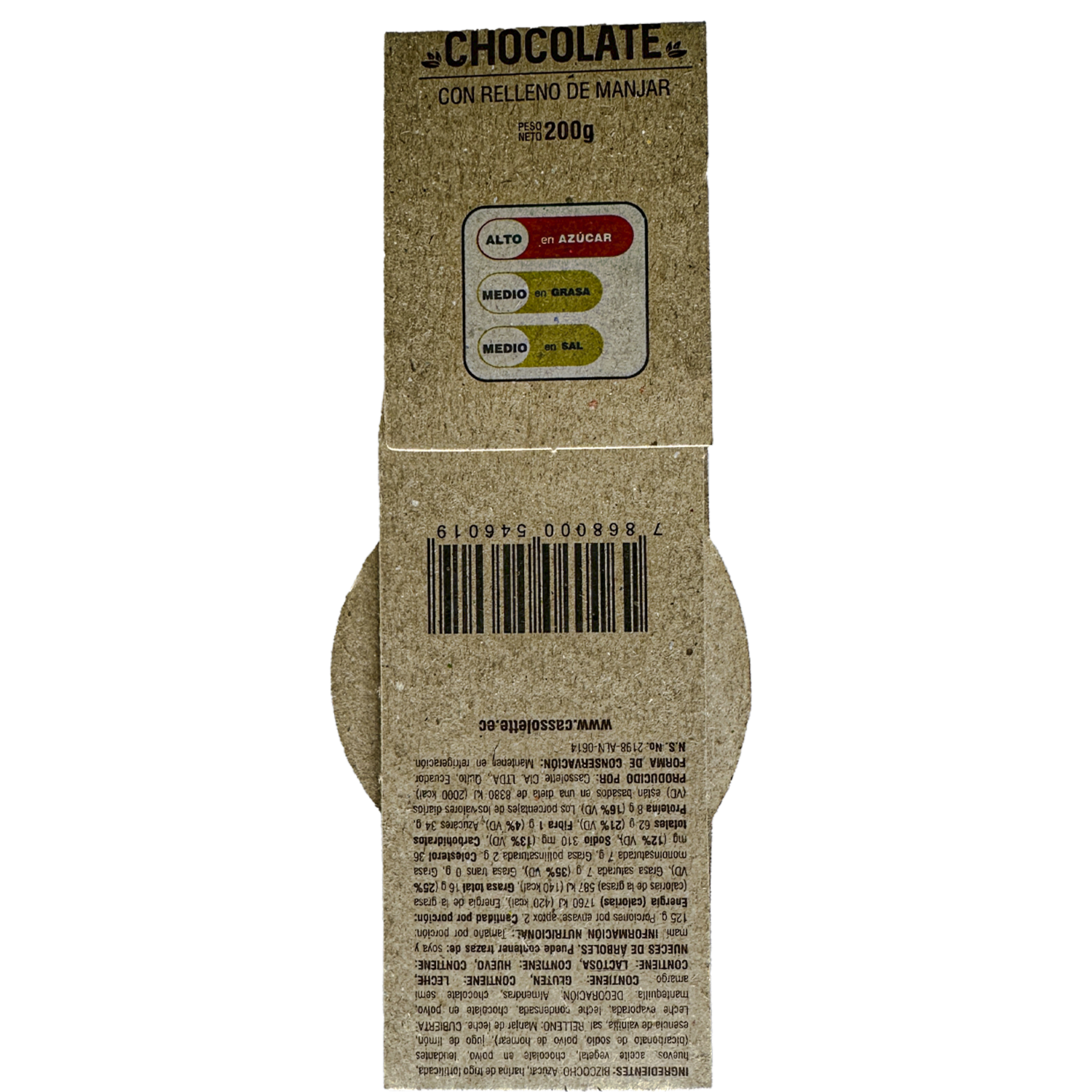 Torta De Chocolate Con Relleno De Manjar CASSOLETTE 200 G