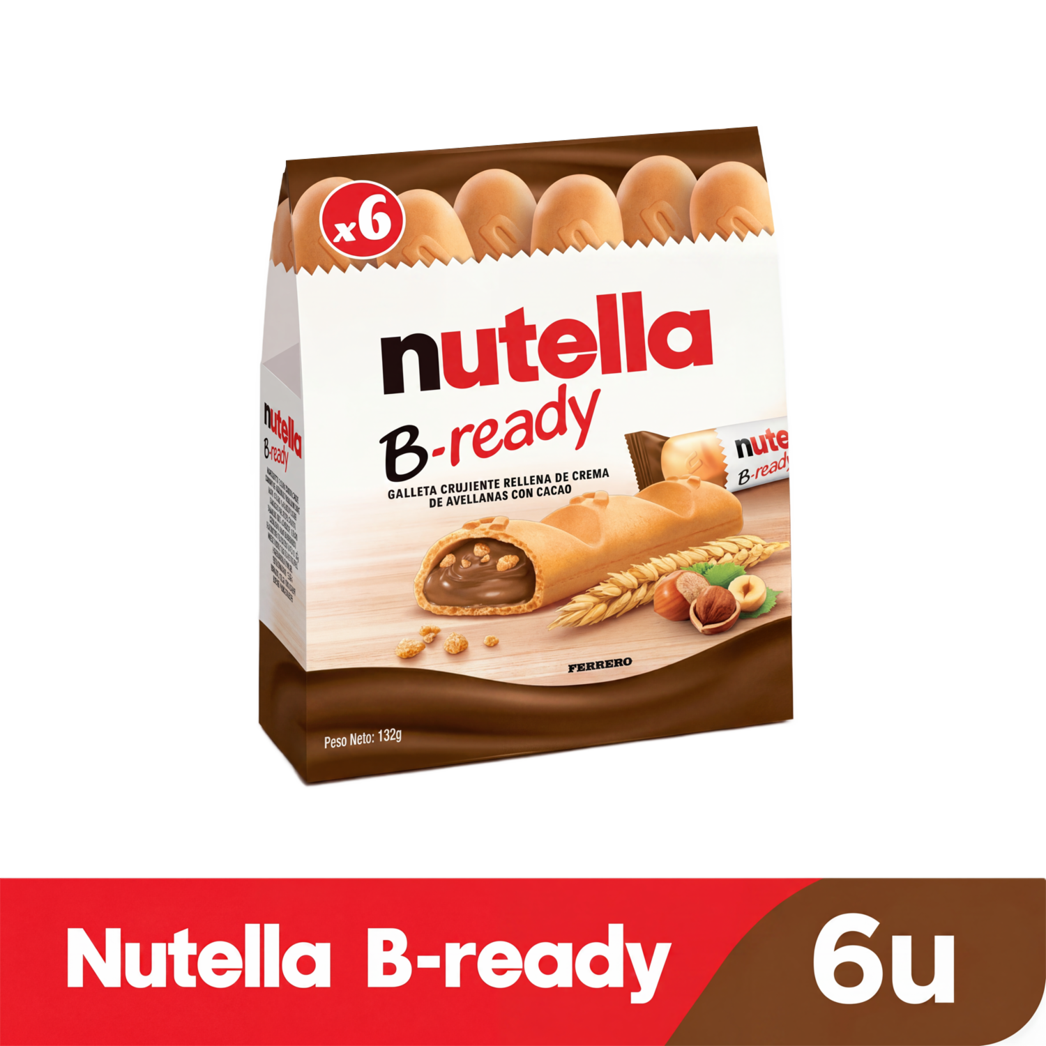 Snack De Galleta Rellena De Crema De Avellana Con Cacao B-ready NUTELLA 6×22 G