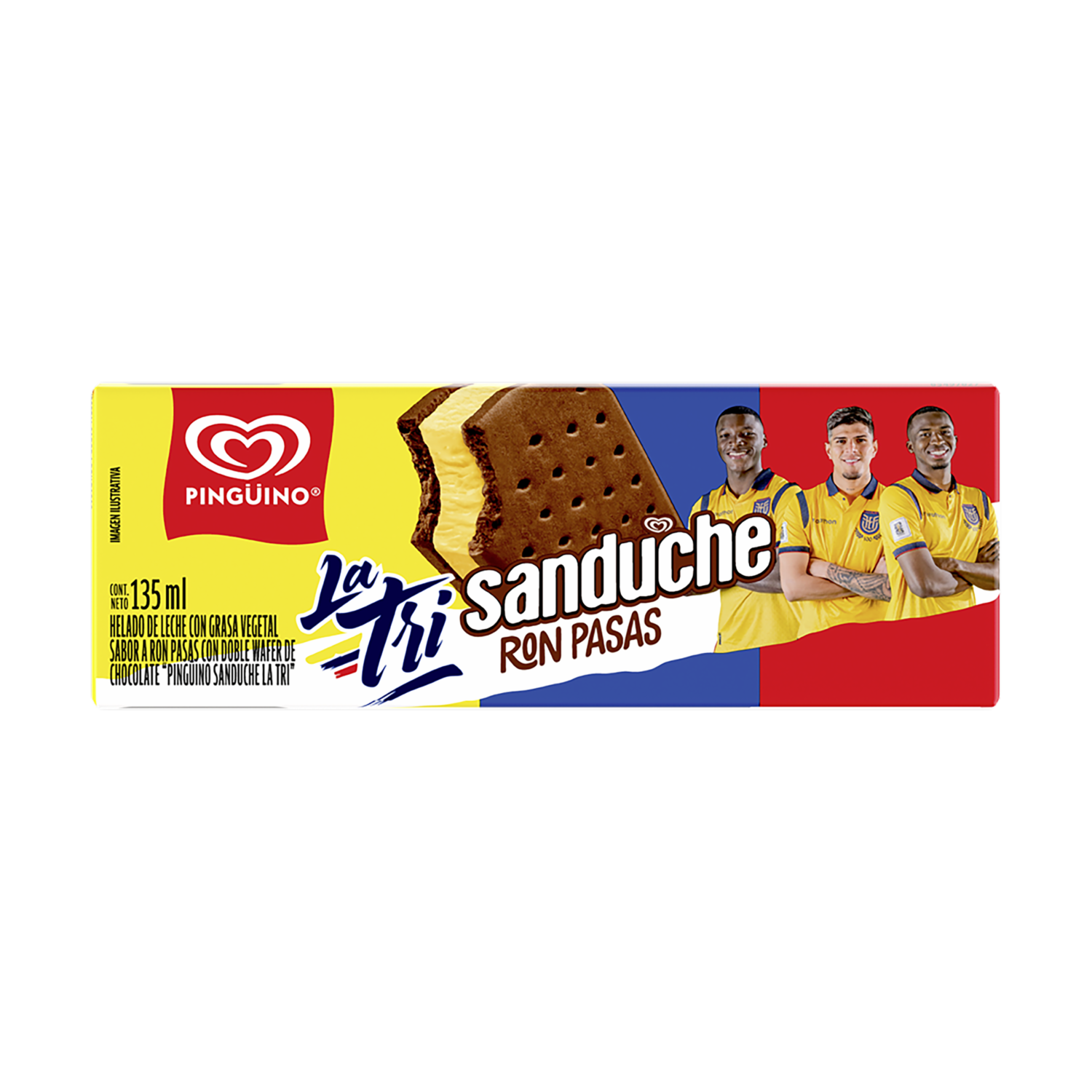 Helado Sanduche Ron Pasas La Tri PINGÜINO 135 Ml