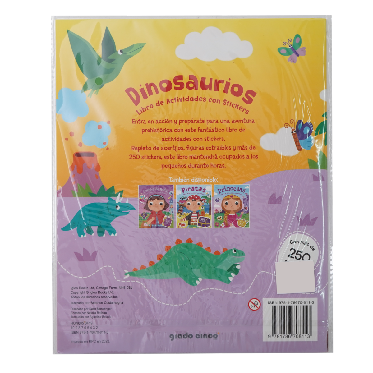 Libros Dinosaurios+Stickers LATINBOOKS 45 Páginas