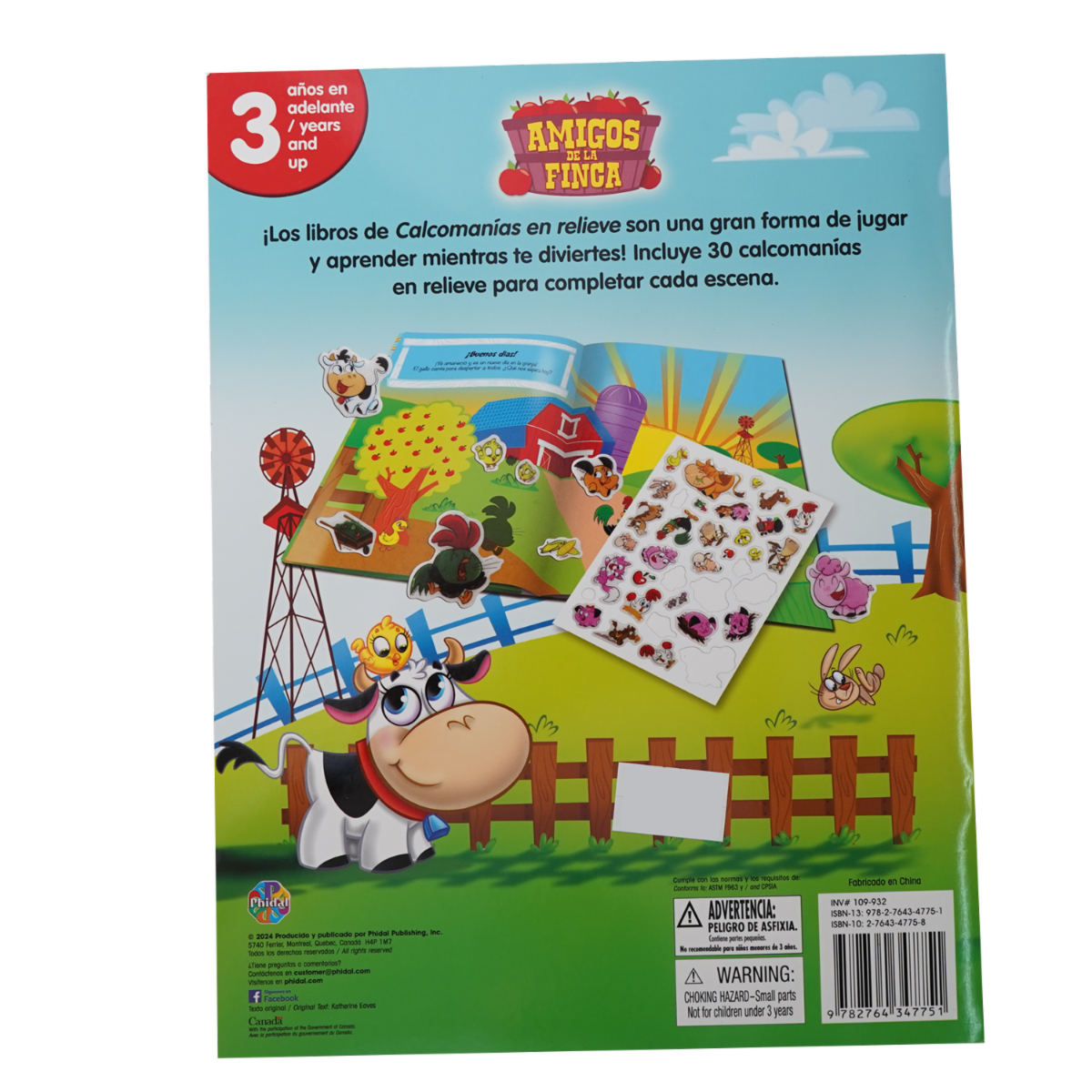 Libros Amigos De La Finca Calcomanías En Relieve PHIDAL 10 Páginas