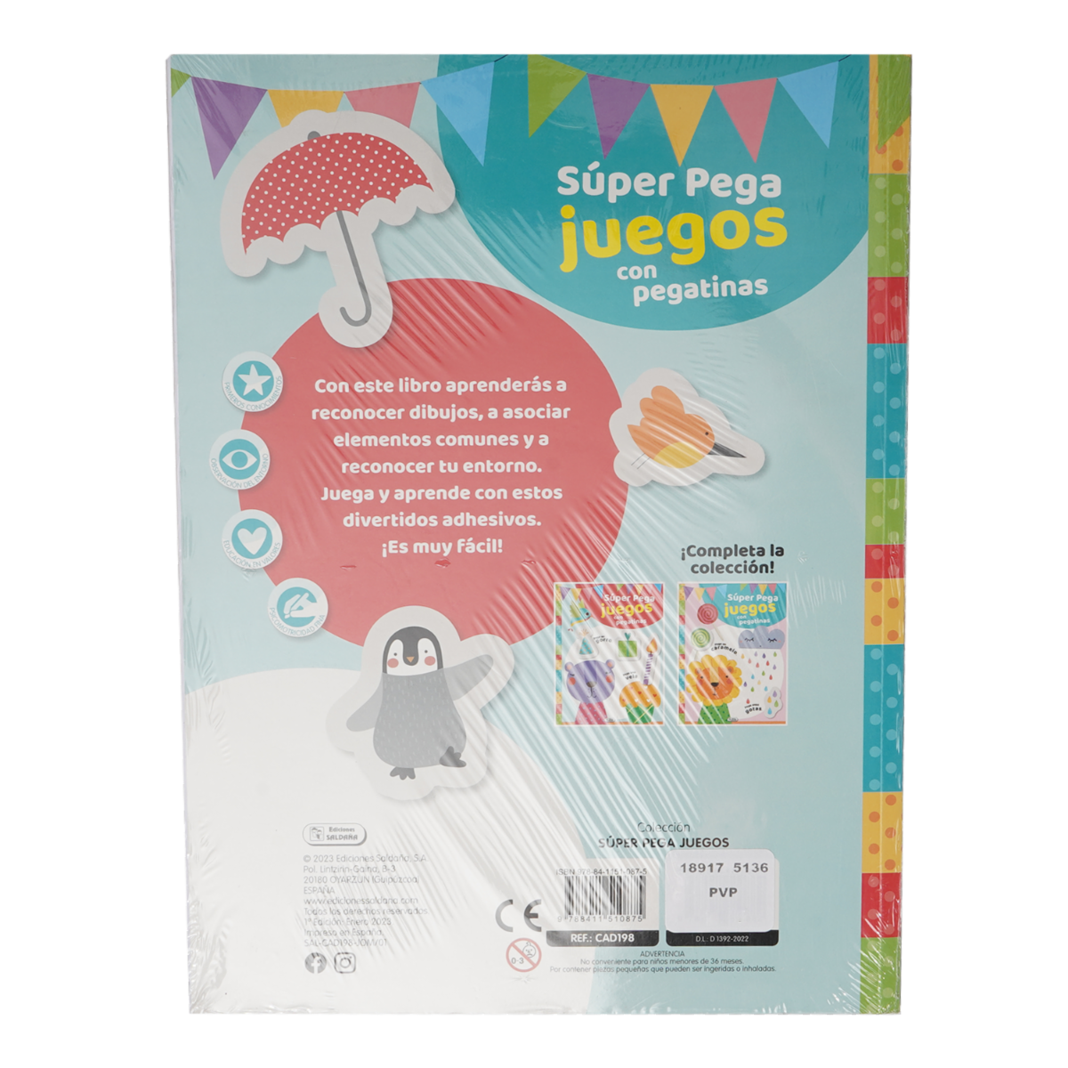 Libro Super Pega Juegos Con Pegatinas SALDAÑA 35 Páginas
