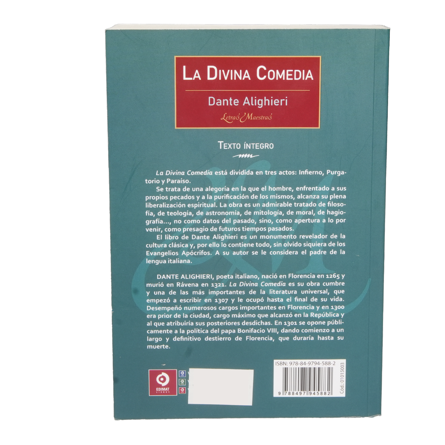 Libro La Divina Comedia EDIMAT 320 Páginas