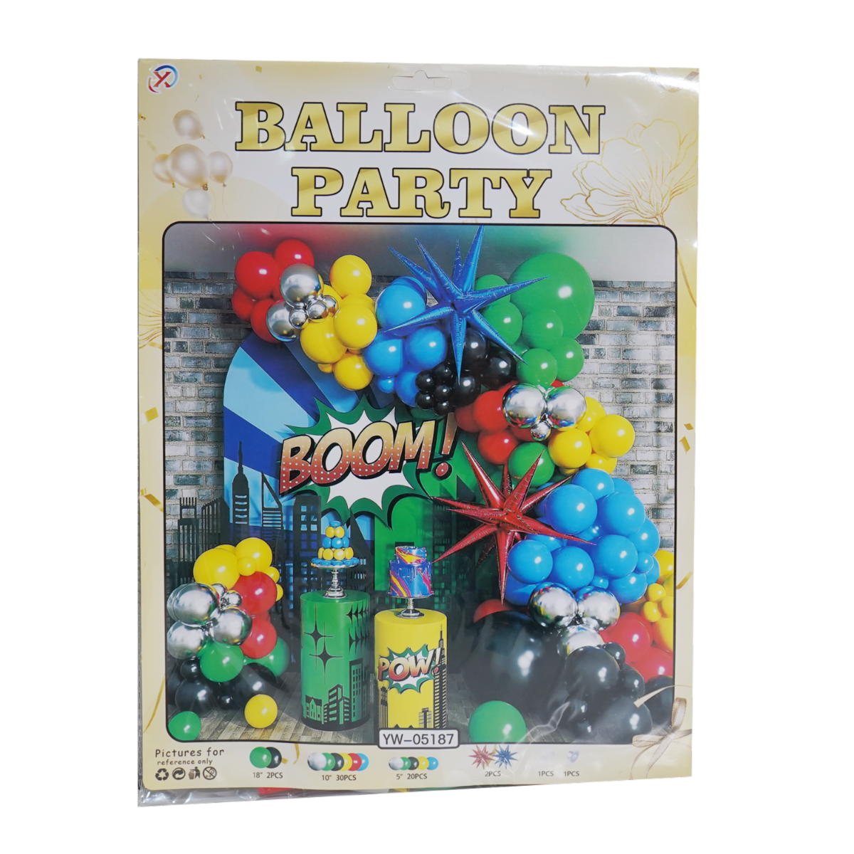 Globos Para Arco Verde Celeste Amarillo Y Rojo Set BALLOON PARTY 75 Uds