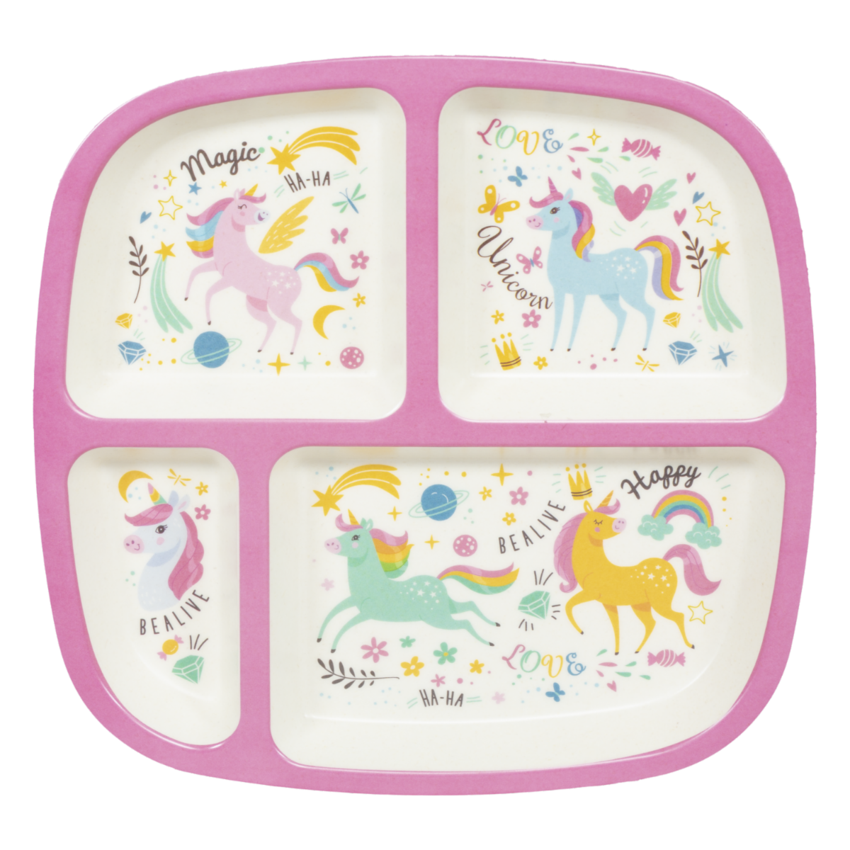 Plato Con Divisiones Diseño Infantil Unicornios FREE HOME 22.8X2 Cm