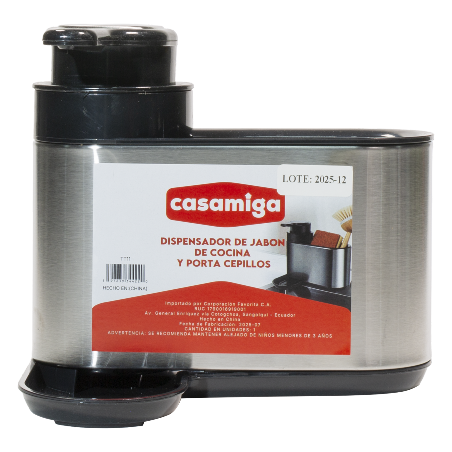 Dispensador De Jabón De Cocina Y Porta Cepillos NINGBO 1 Pieza