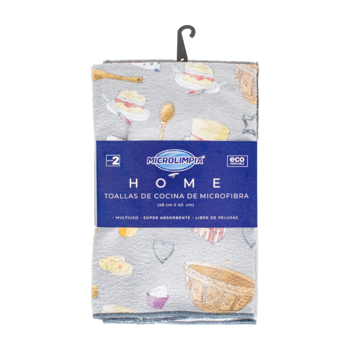 Set Paños De Cocina Londres Pasteles MICROLIMPIA 2 Piezas