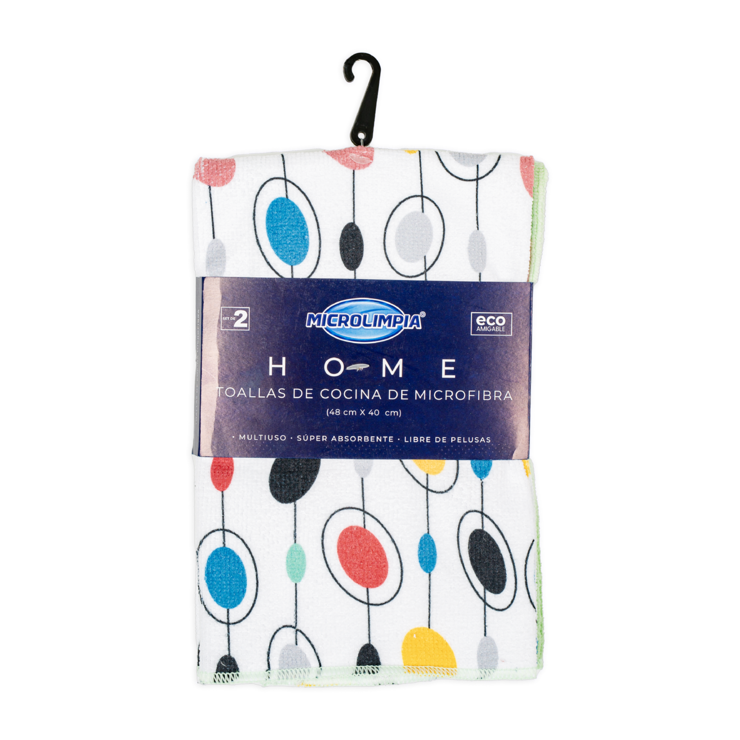 Set Paños De Cocina Londres Círculos MICROLIMPIA 2 Piezas