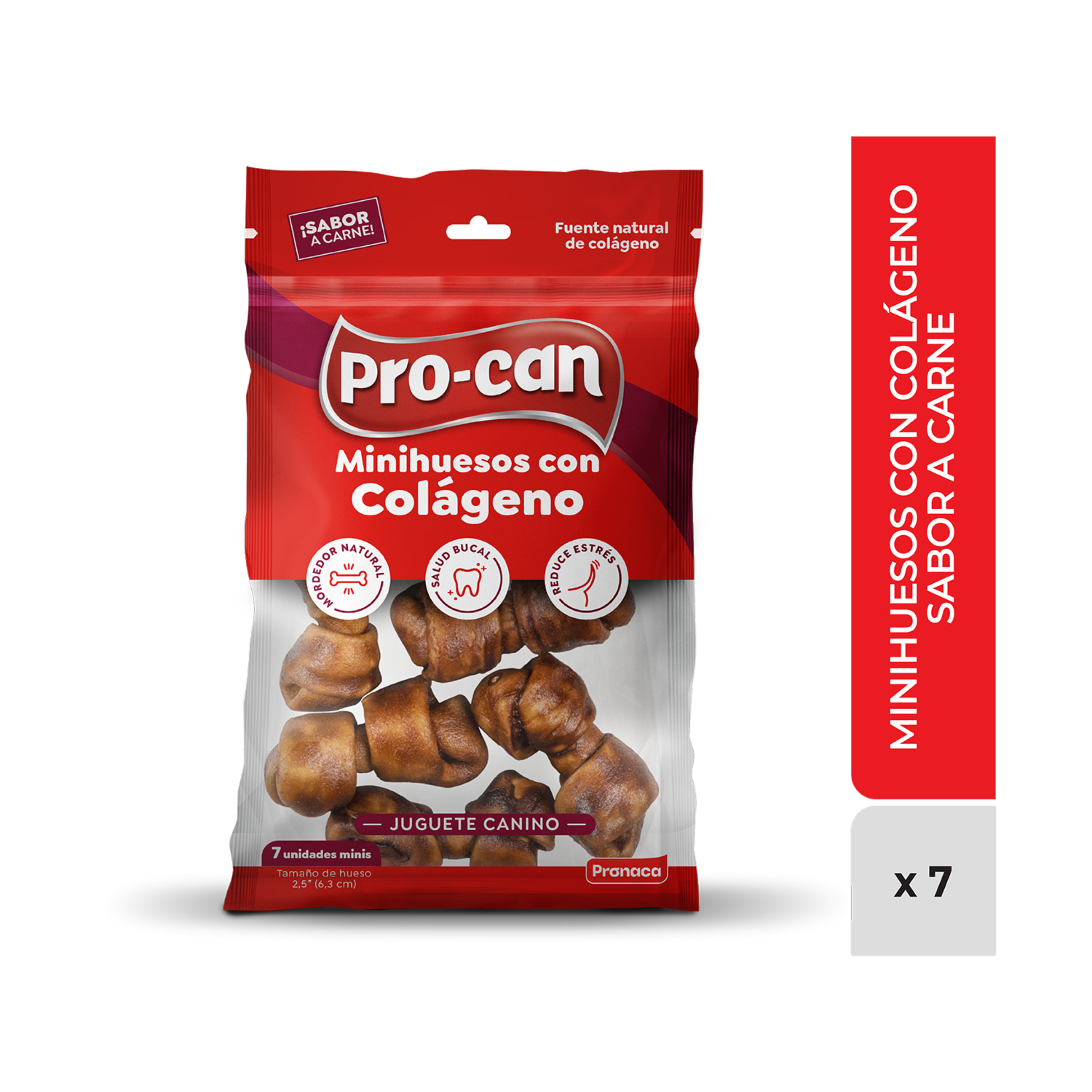 Huesitos Para Perros Mini Huesos Sabor A Carne PRO-CAN X7 Uds
