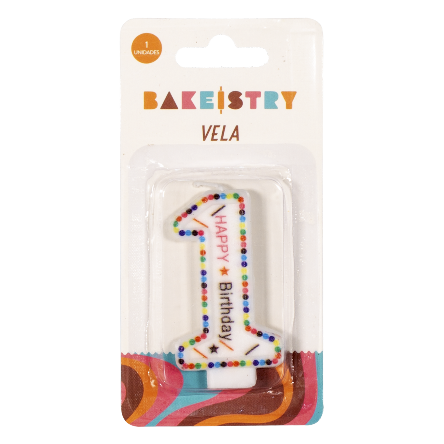 Vela De Cumpleaños Numero 1 Colores BAKEISTRY 1 Pieza