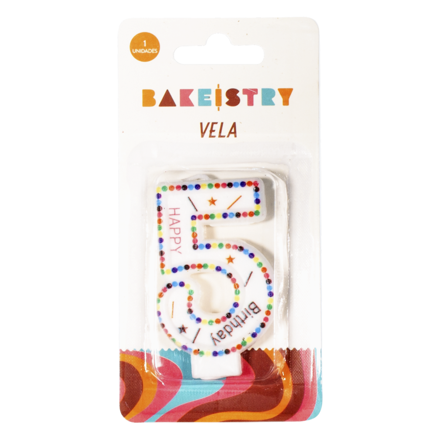 Vela De Cumpleaños Numero 5 Colores BAKEISTRY 1 Pieza