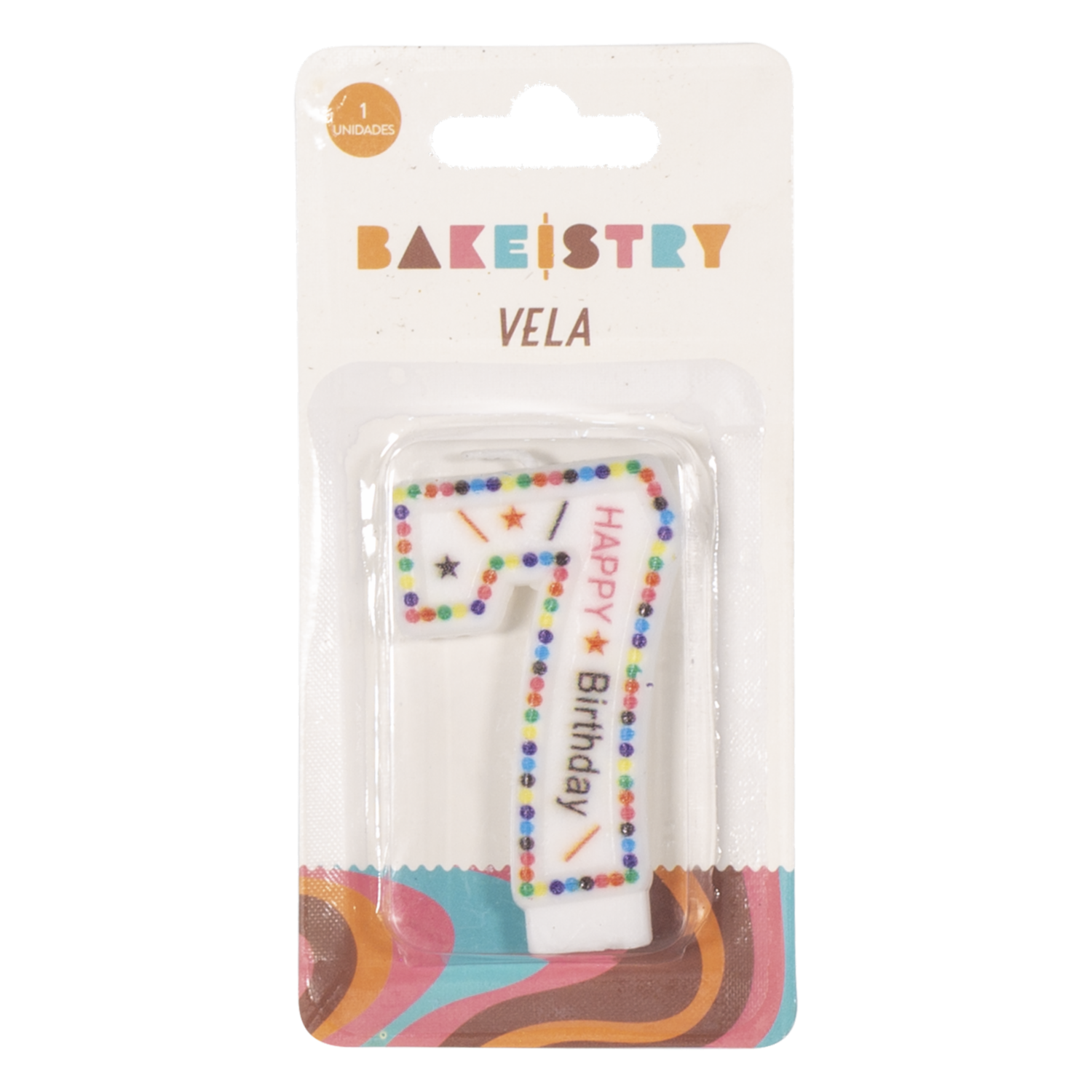 Vela De Cumpleaños Numero 7 Colores BAKEISTRY 1 Pieza