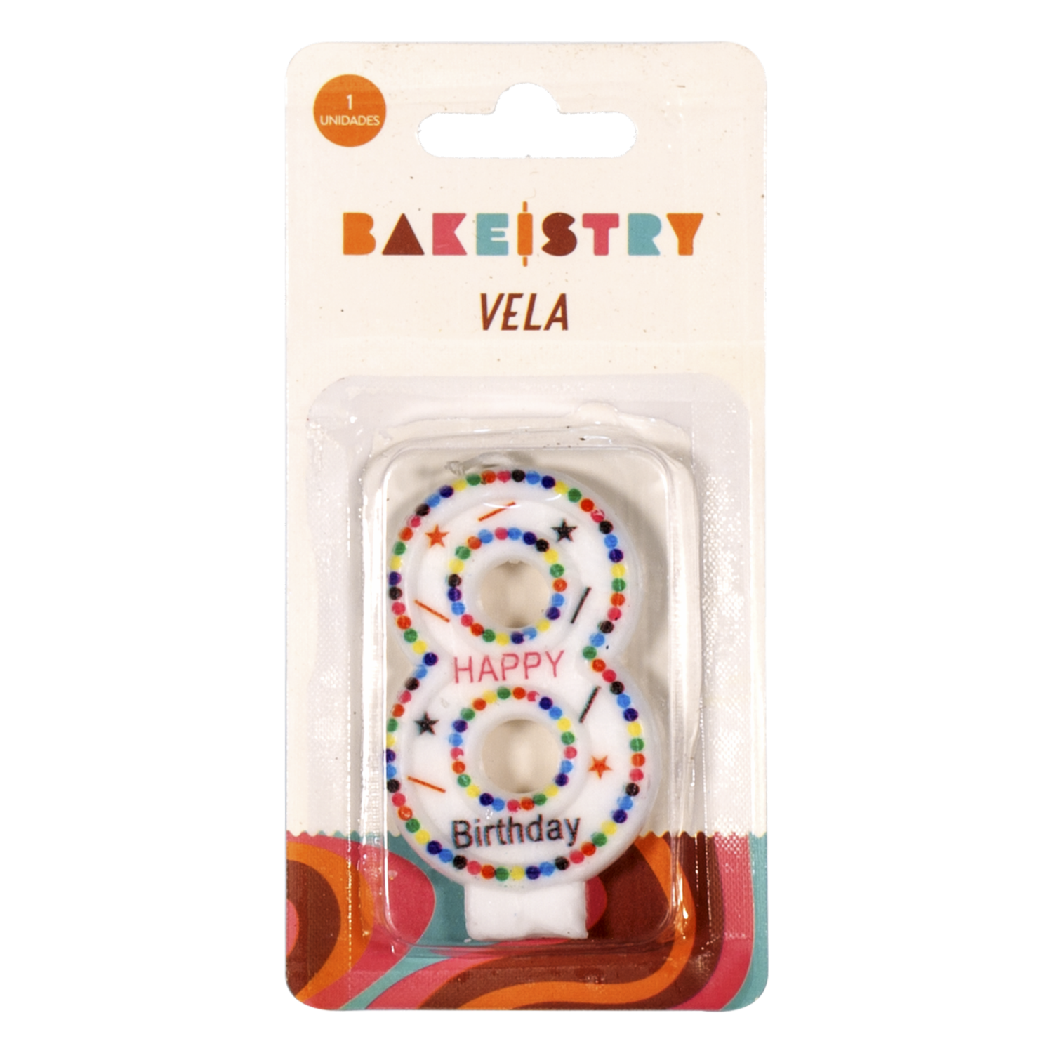 Vela De Cumpleaños Numero 8 Colores BAKEISTRY 1 Pieza