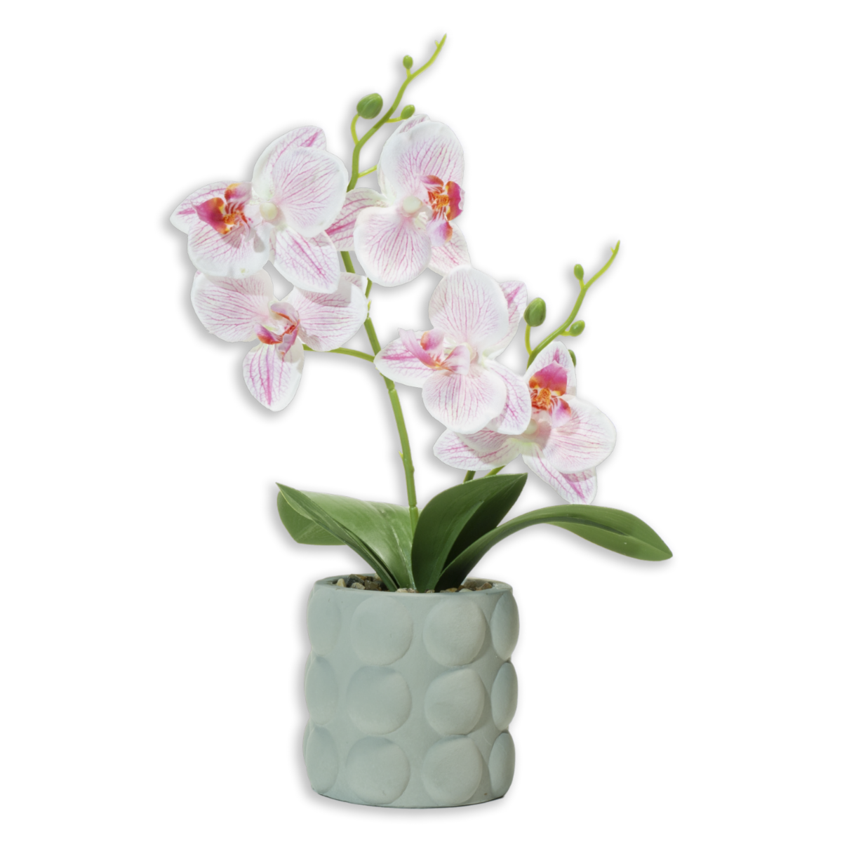 Orquídea Artificial Blanca En Maceta gris SKYLARK Unidad