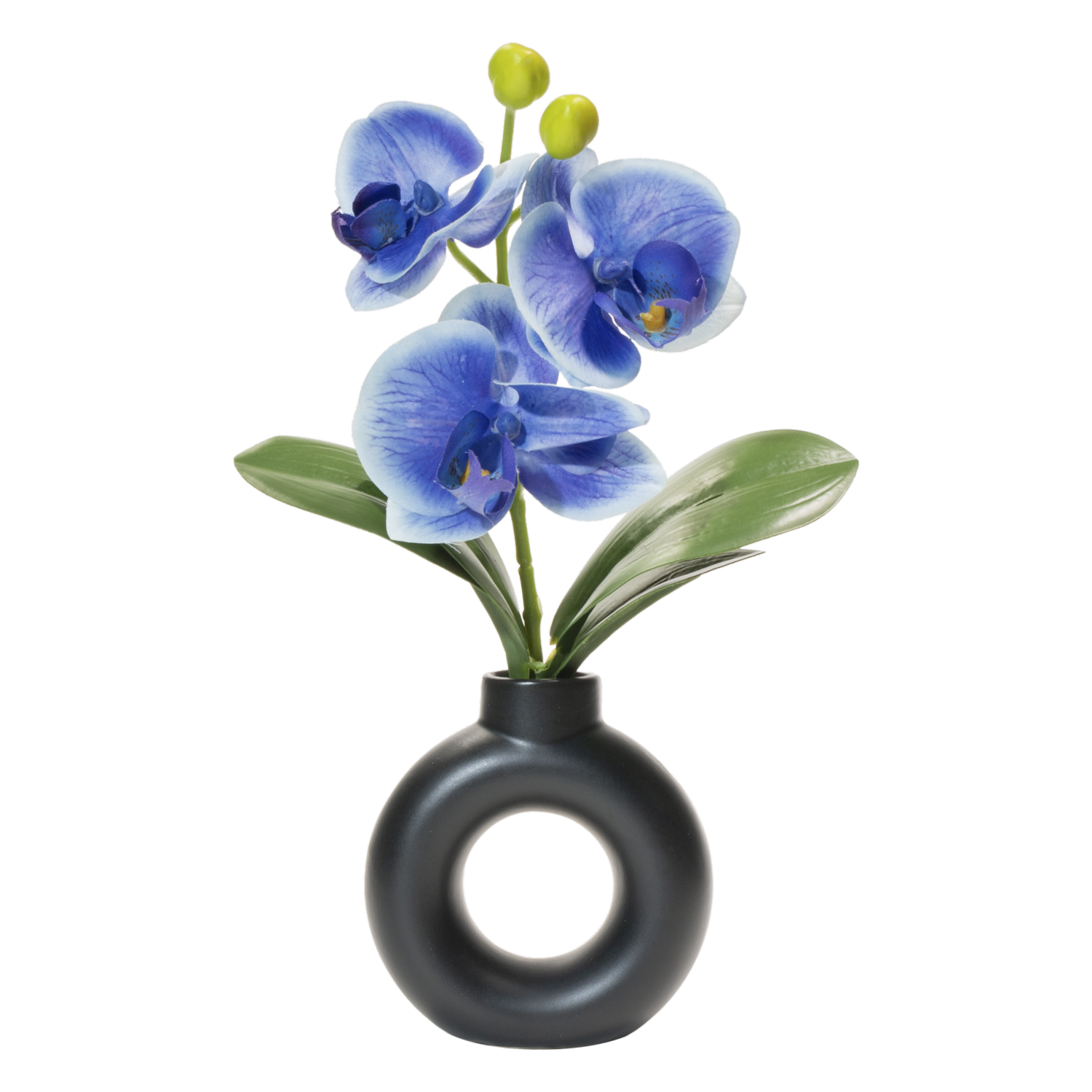 Orquídea Artificial Azul En Maceta Aro Negro SKYLARK