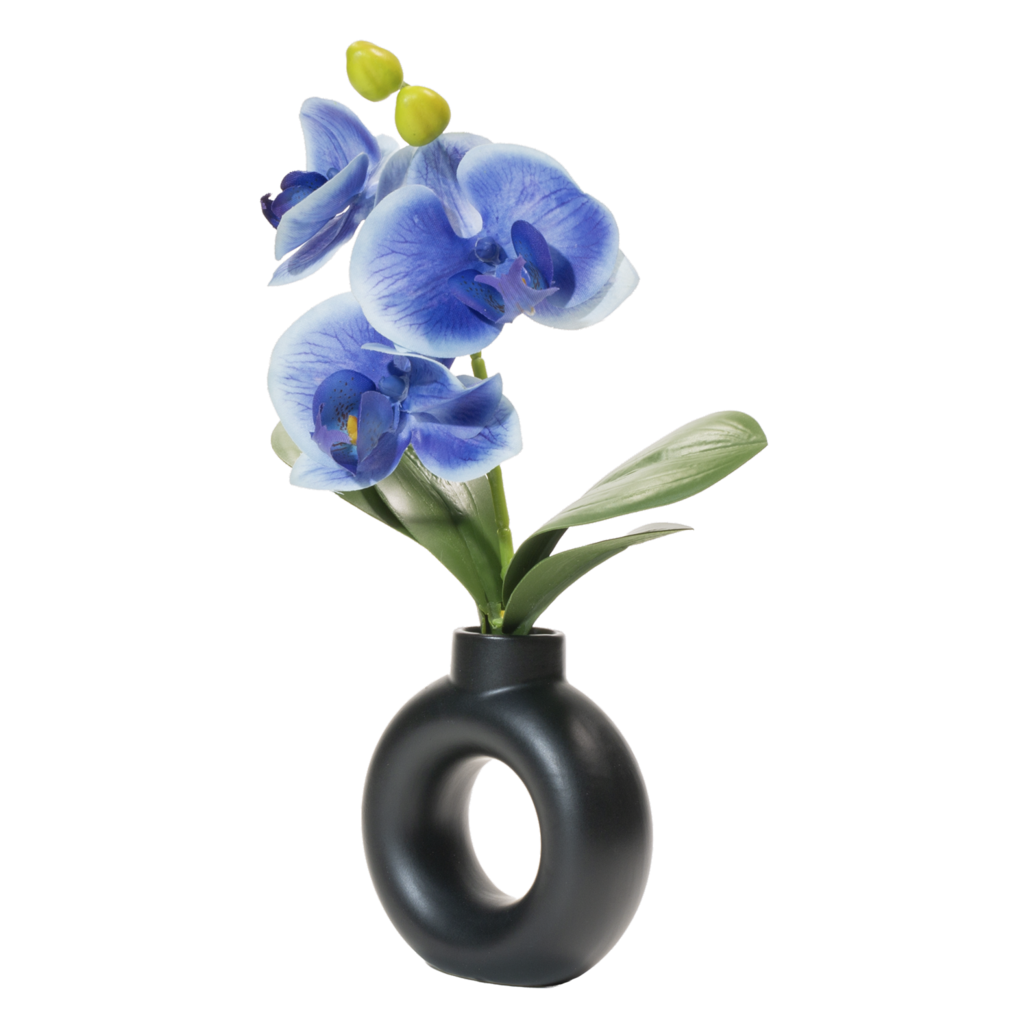 Orquídea Artificial Azul En Maceta Aro Negro SKYLARK