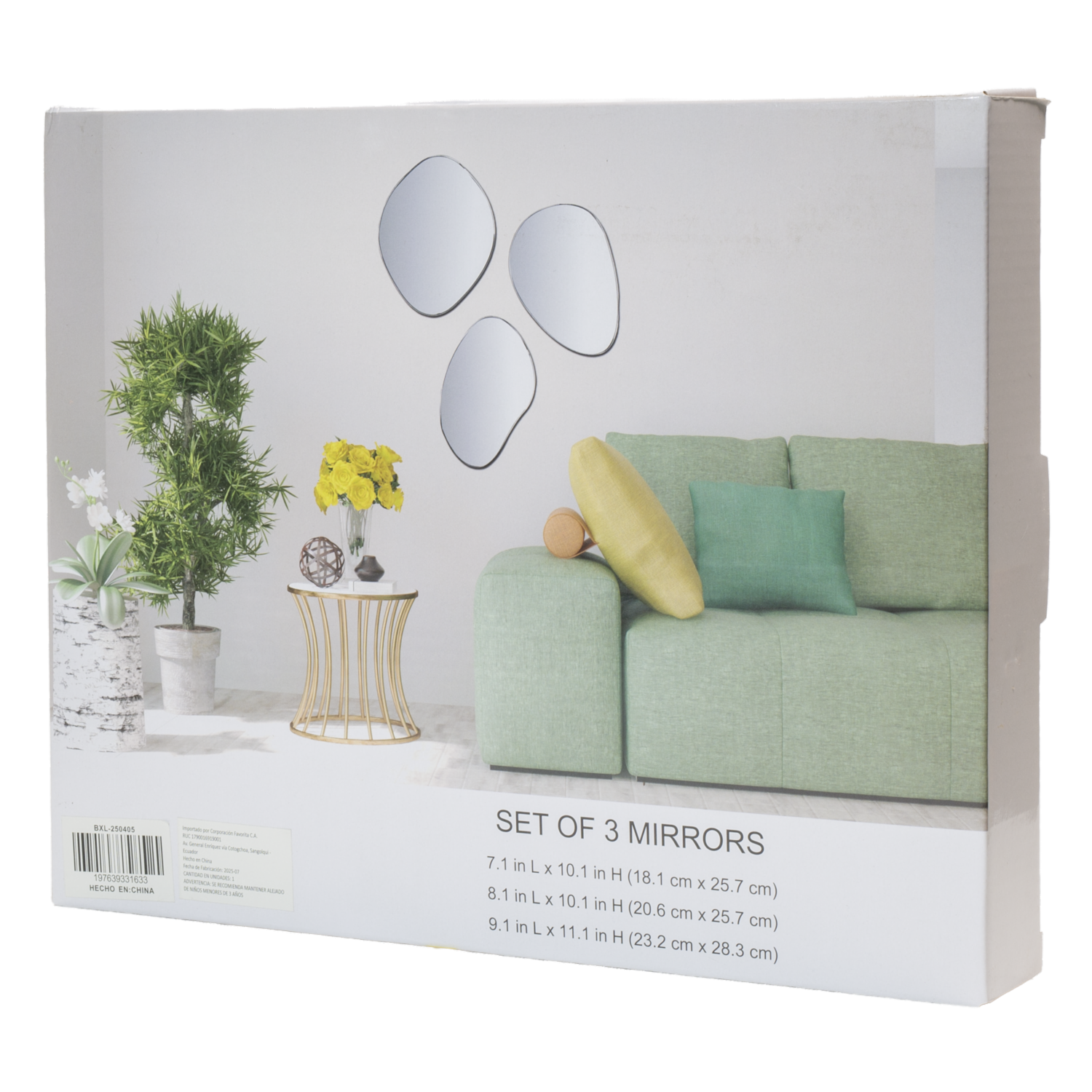 Set De Espejos Decorativos Irregulares BRILLANT 3 Piezas