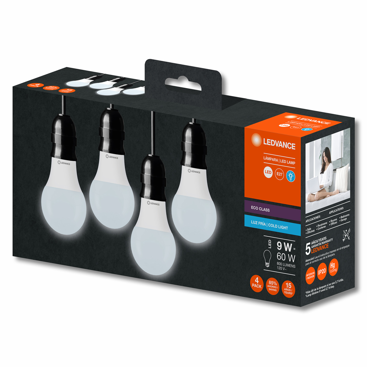 Foco Led Eco Class A60 9W E27 Kit X4 LEDVANCE Luz Fría