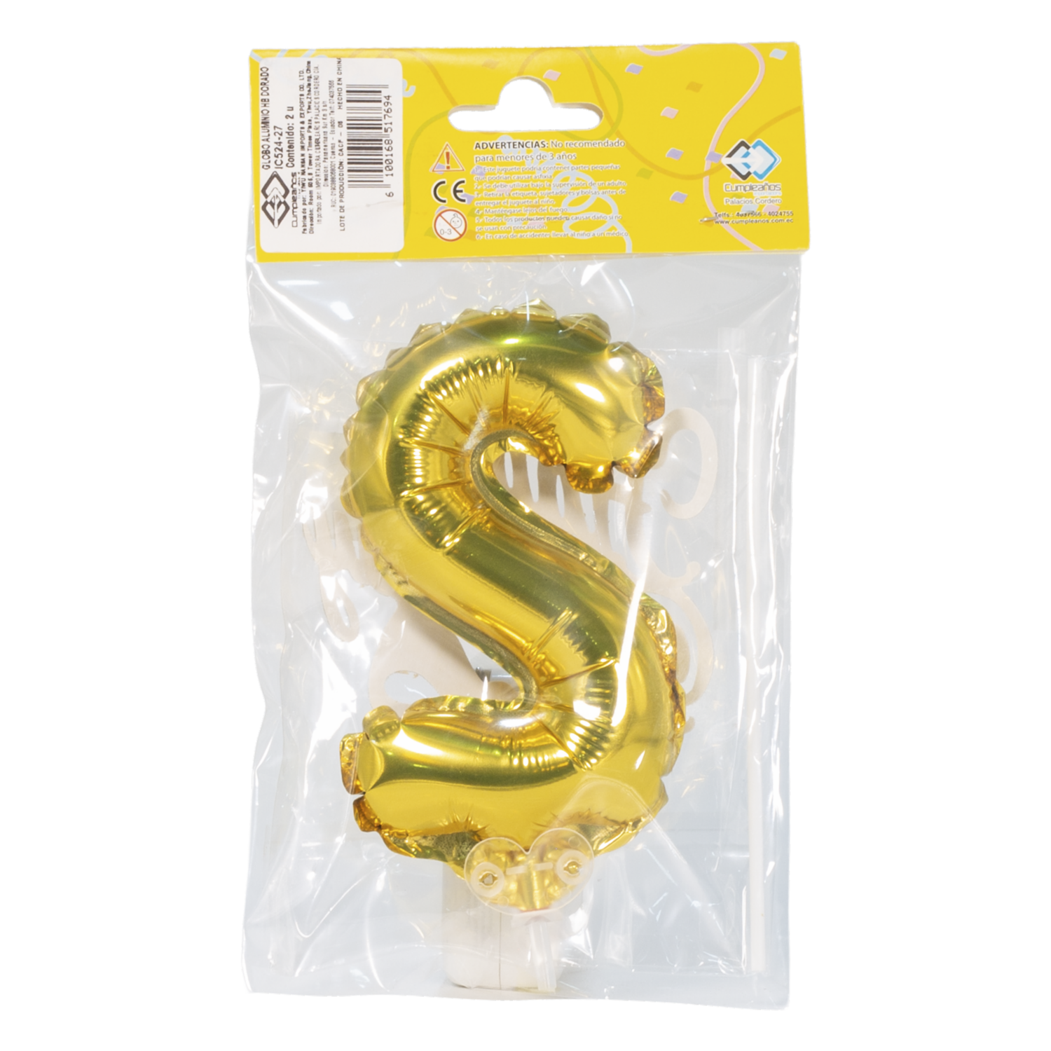 Globo Cumpleaños Diseño Metalizado Dorado N.5 IMPORTADORA CUMPLEAÑOS 2 Piezas