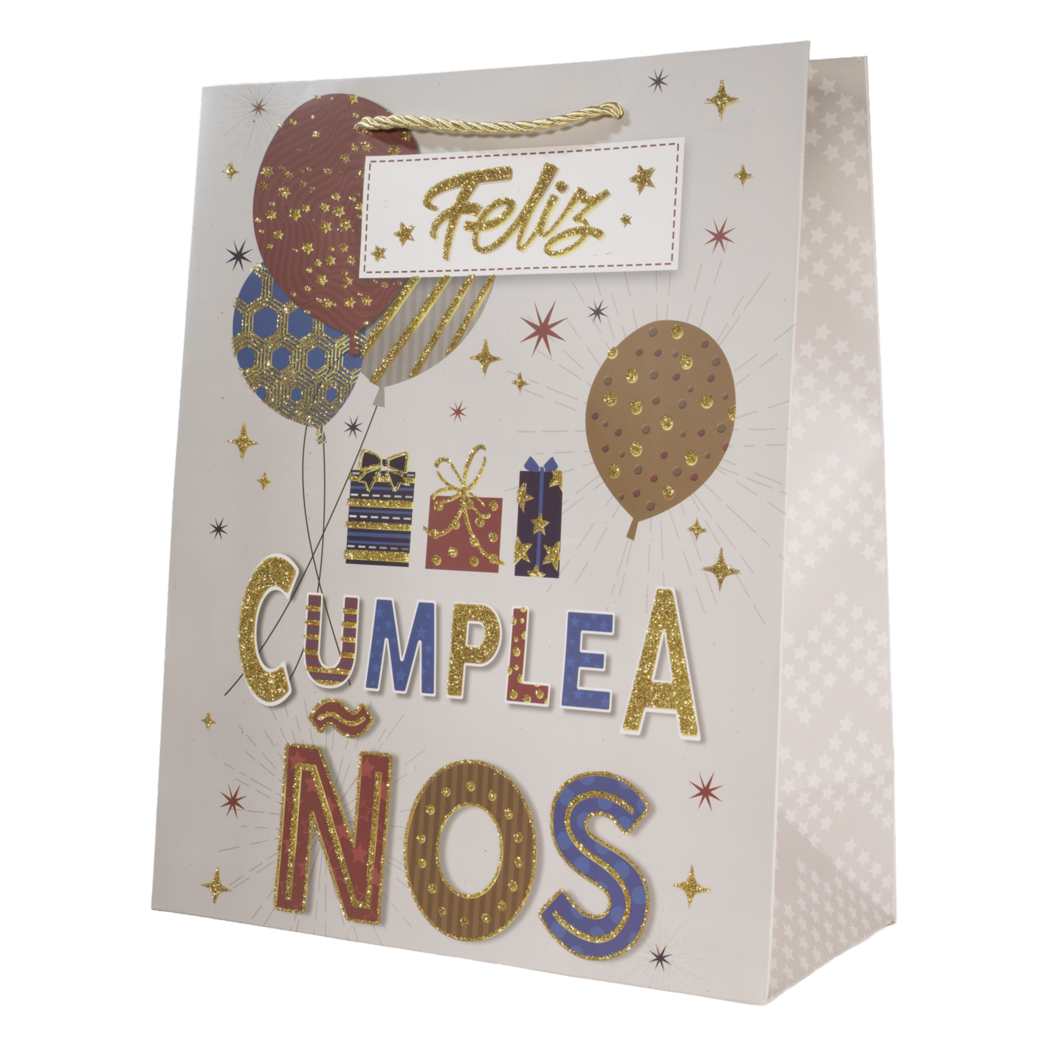 Bolsa De Regalo Diseño Feliz Cumpleaños IMPORTADORA CUMPLEAÑOS 32X26X12 Cm