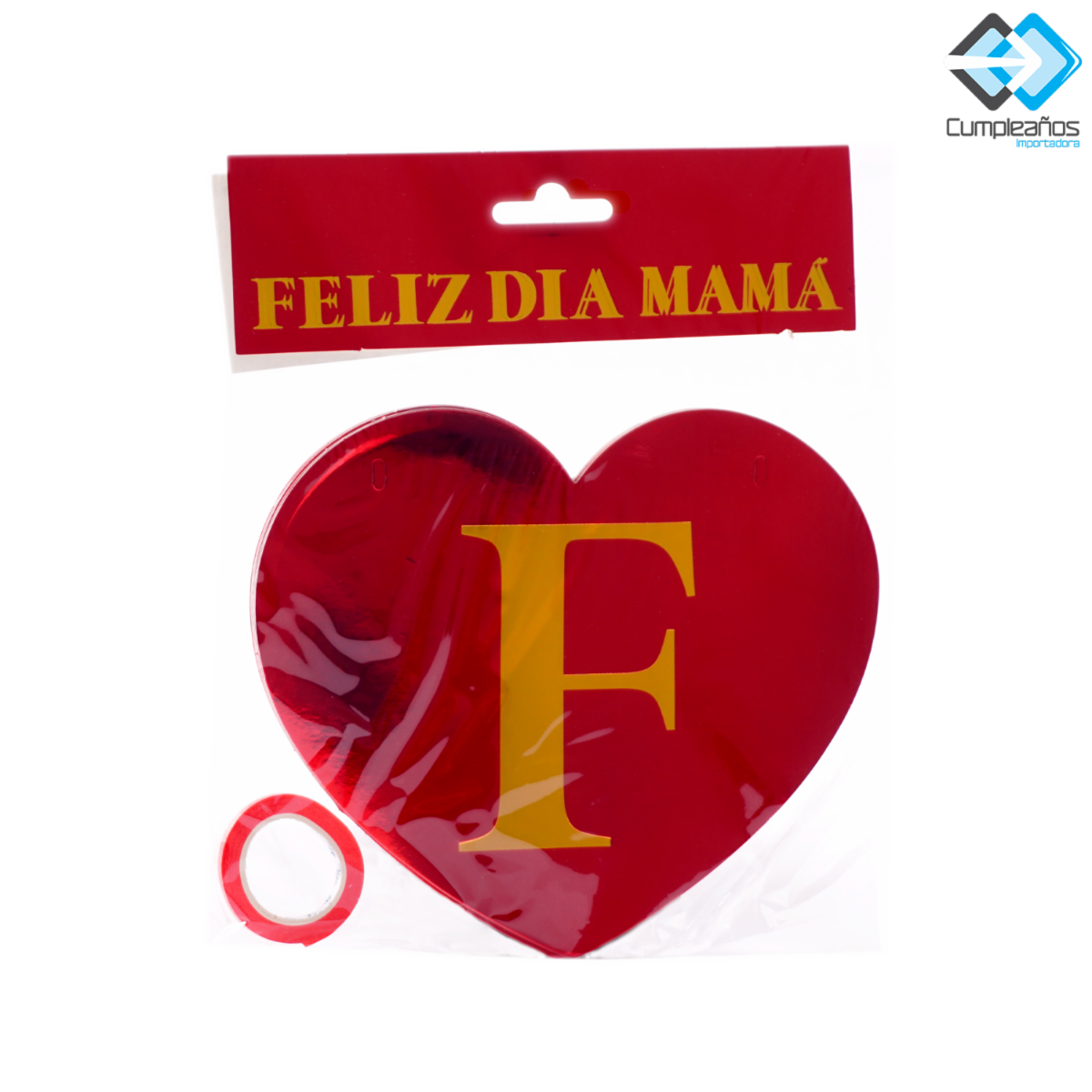Guirnalda De Papel Brillante Diseño Felíz Día Mamá Rojo IMPORTADORA CUMPLEAÑOS 1,50 Cm