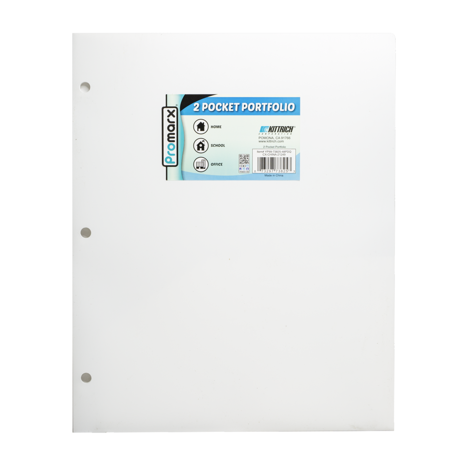 Carpeta Plástica Con Dos Bolsillos Color Blanca PROMARX Unidad