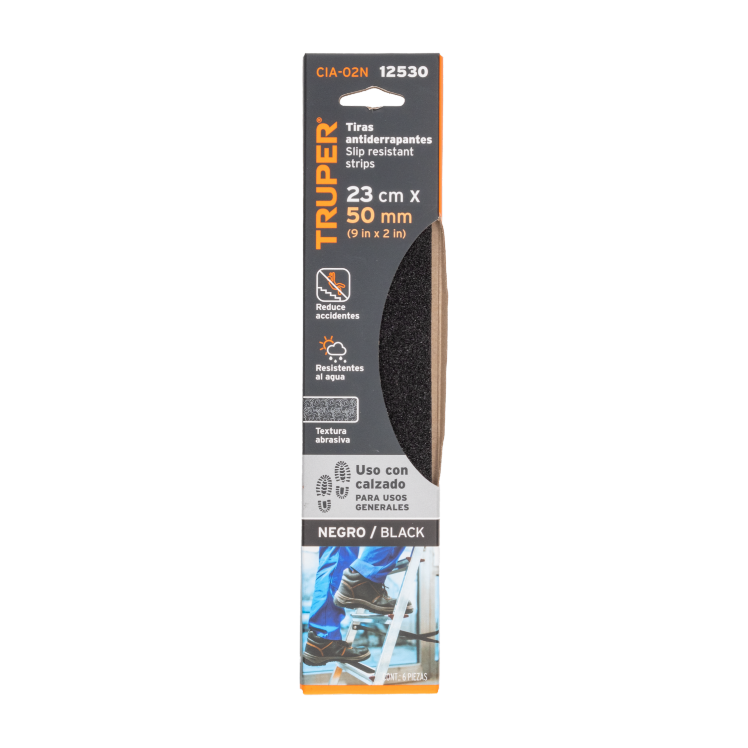 Tira Antiderrapantes Con Textura Abrasiva PRETUL 23 X 50 Cm