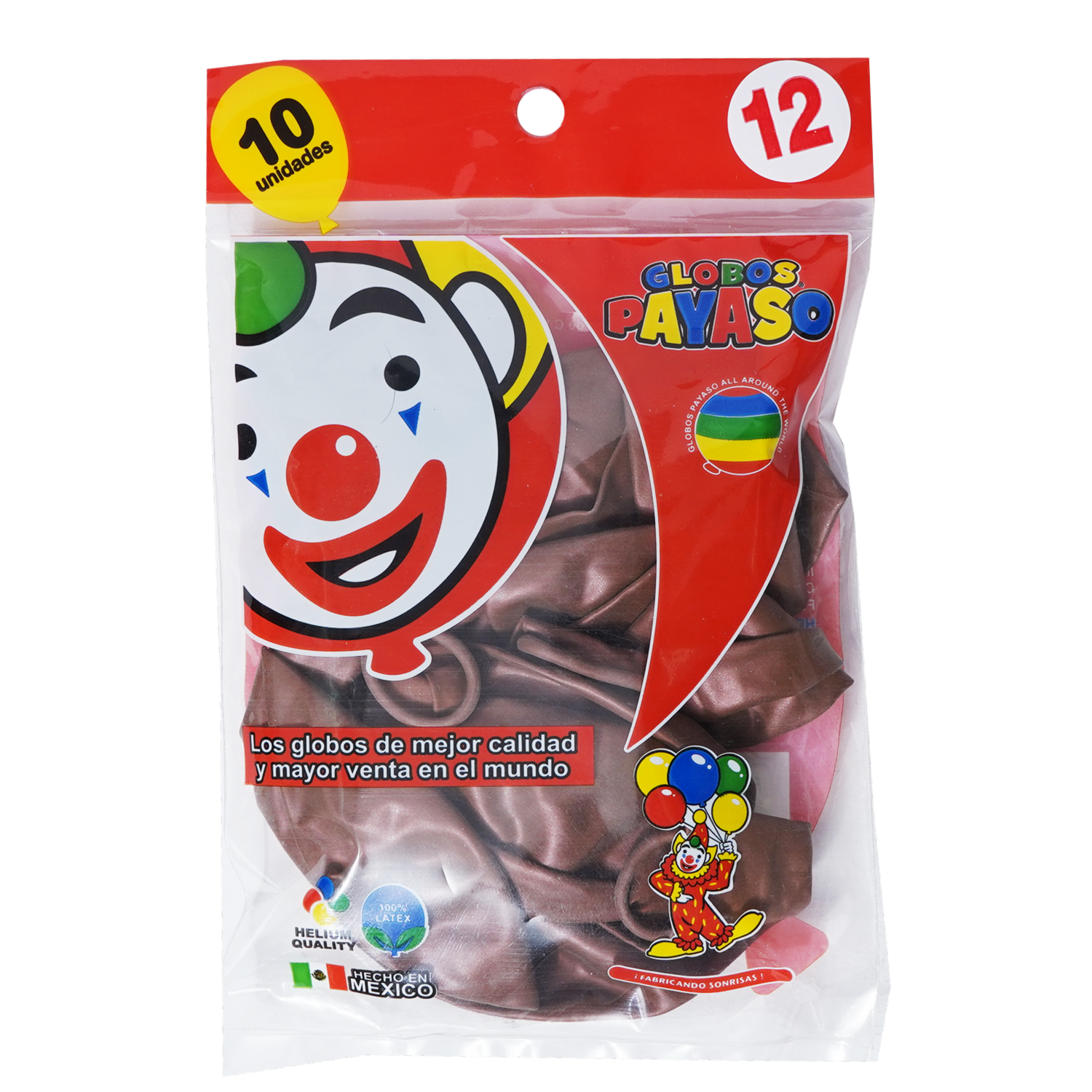 Globo N.12 Metálico Cobre Funda GLOBOS PAYASO X 10 Unidades