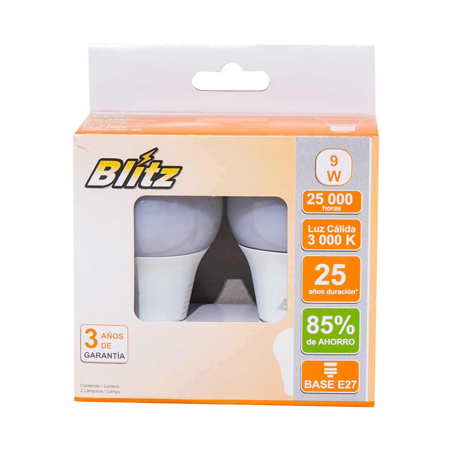 Foco Led Kit Luz Cálida 9W A60 BLÍTZ 1 X 2 Uds