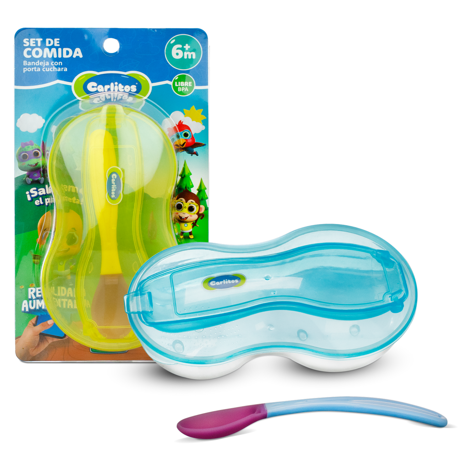 Vajilla Infantil Bandeja Y Cuchara Diseño De Pollito CARLITOS X 3 Uds