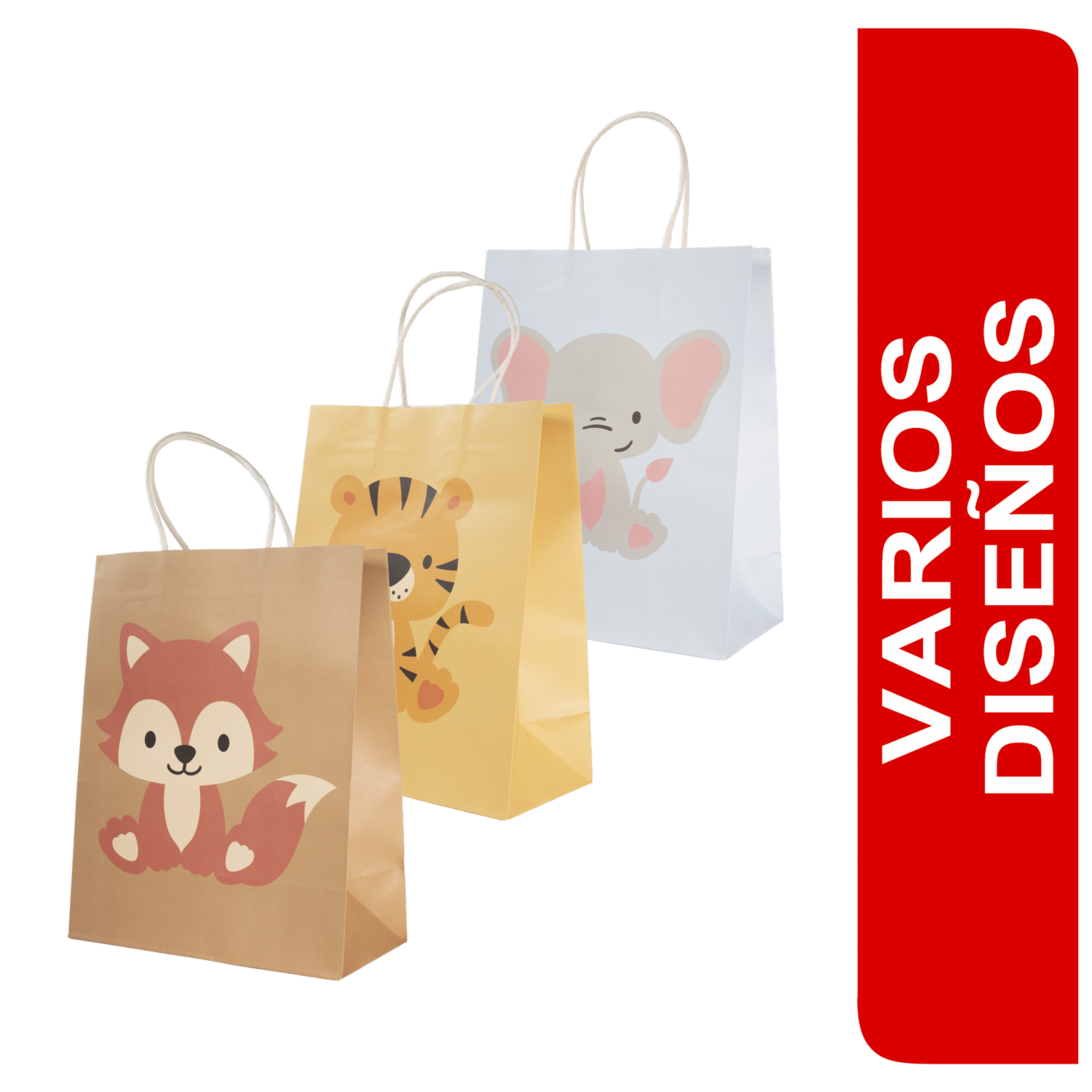 Bolsa De Regalo Diseño Animales IMPORTADORA CUMPLEAÑOS 26X22X11 Cm