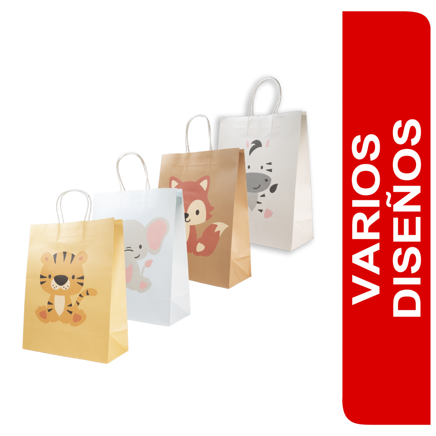 Bolsa De Regalo Diseño Animales IMPORTADORA CUMPLEAÑOS 33X26X12 Cm