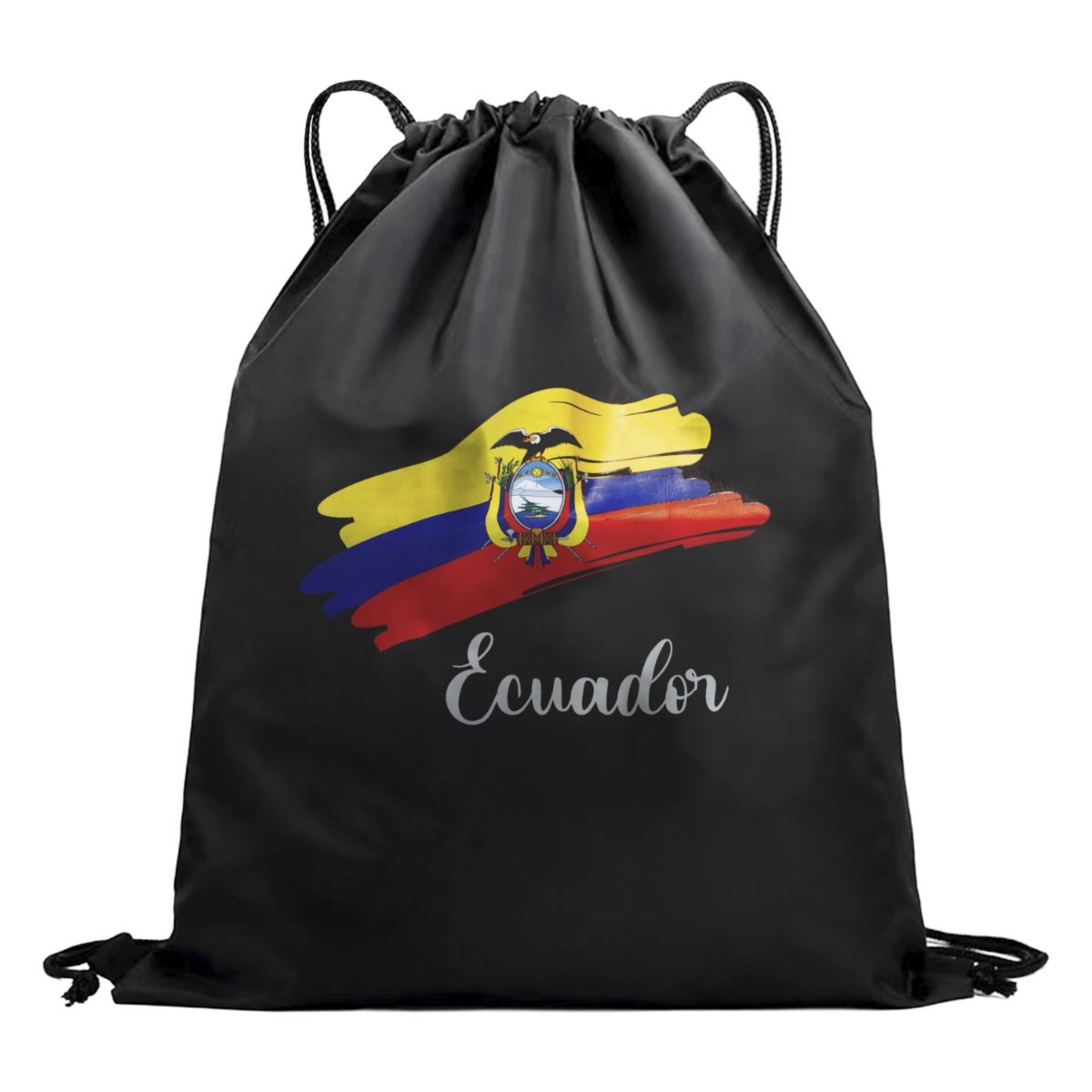 Bolso Sporty Bag Negro Bandera Ecuador AQUALIFE 34X42 Cm