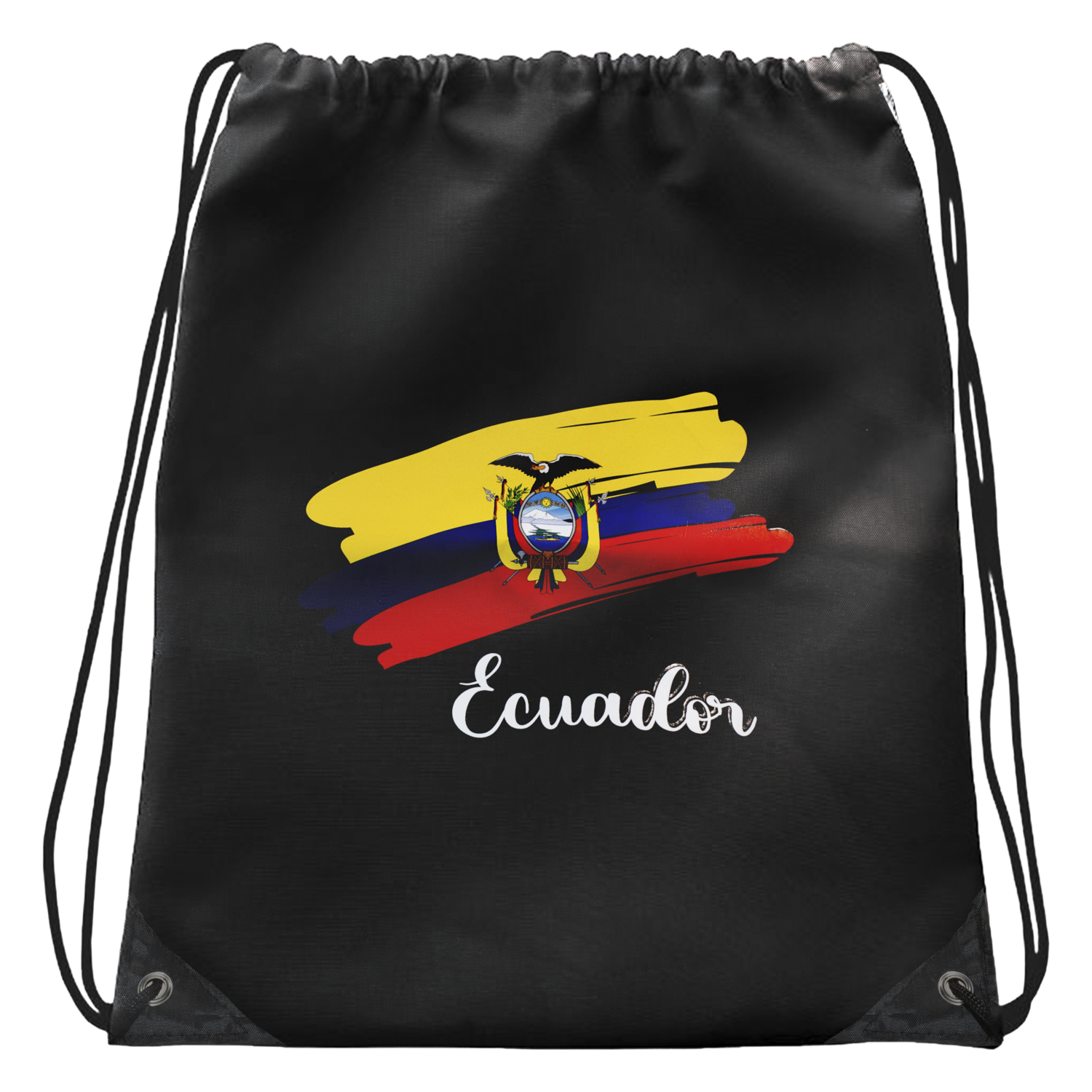 Bolso Sporty Bag Negro Bandera Ecuador AQUALIFE 34X42 Cm
