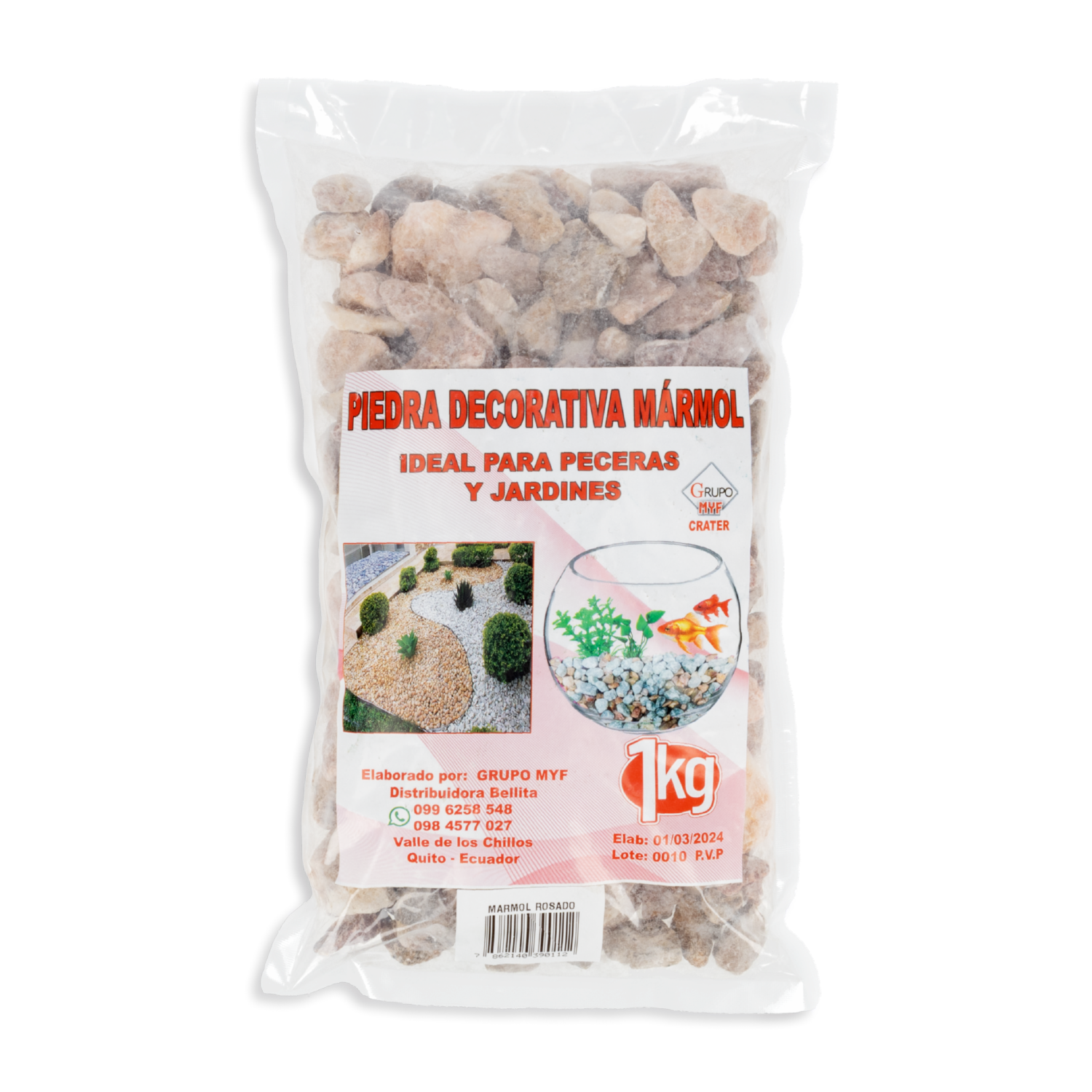 Piedra Decorativa Marmol Grano Color Rosada CRATER 1 Kg