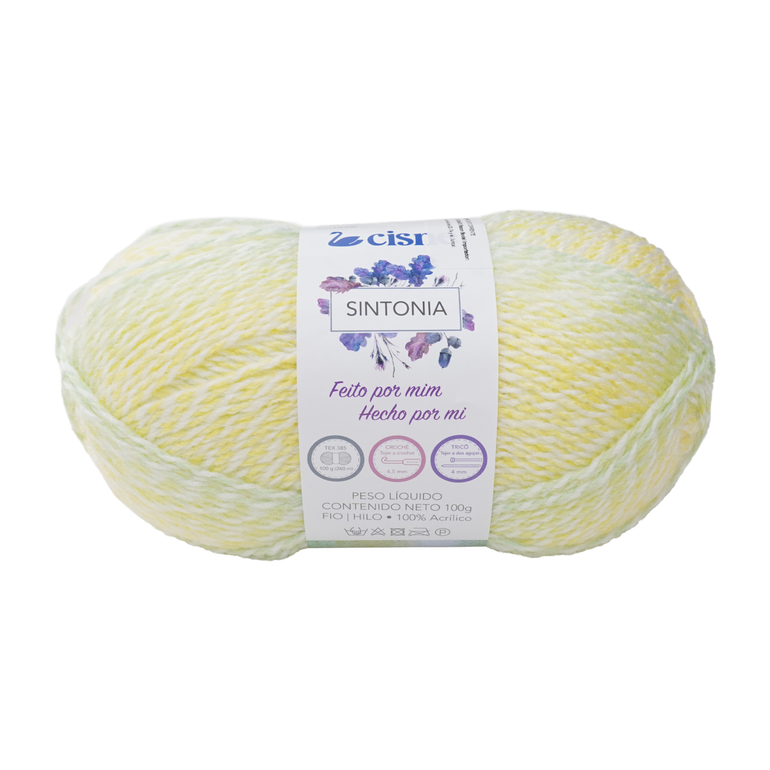 Lana Sintonía Verde Blanco Amarillo CISNE 100 G