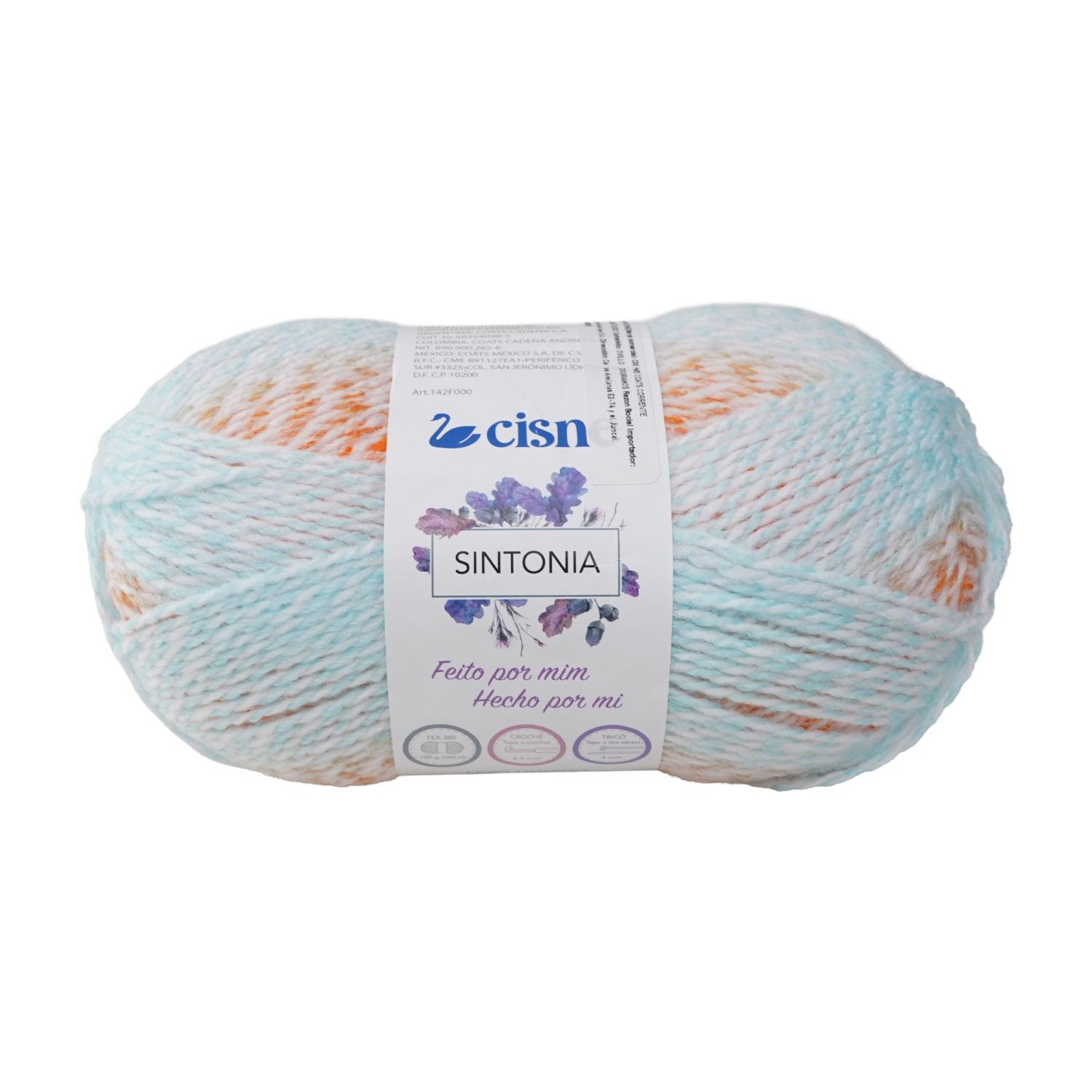Lana Sintonía Celeste Naranja Blanco Rosa CISNE 100 G