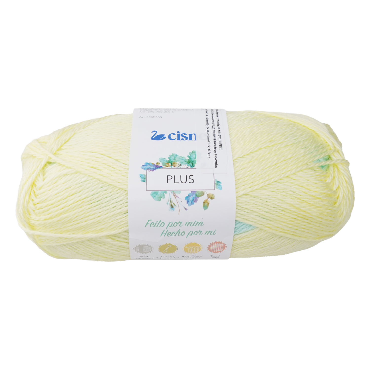 Lana Plus Blanco Amarillo Verde Rosa CISNE 100 G