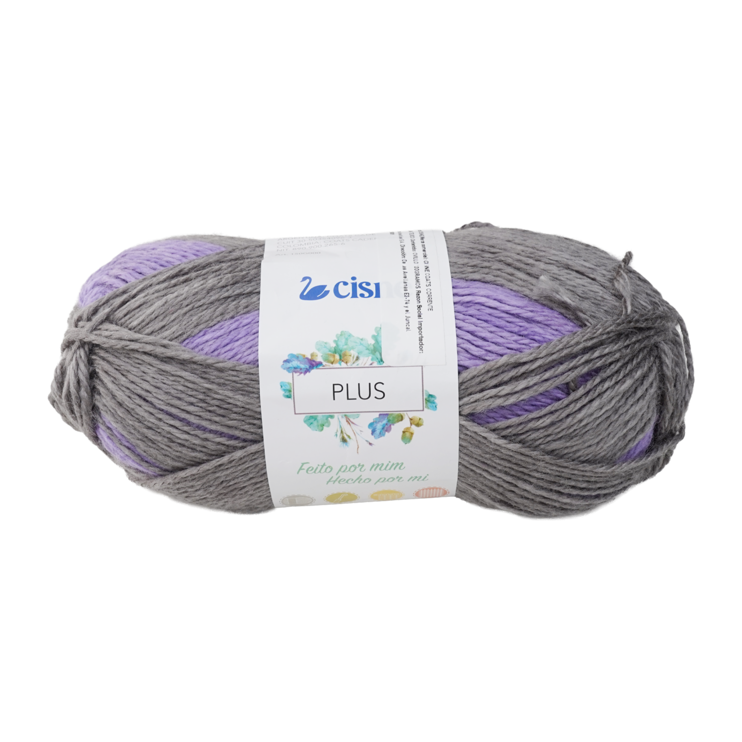 Lana Plus Lila Gris Claro Gris Oscuro Blanco CISNE 100 G
