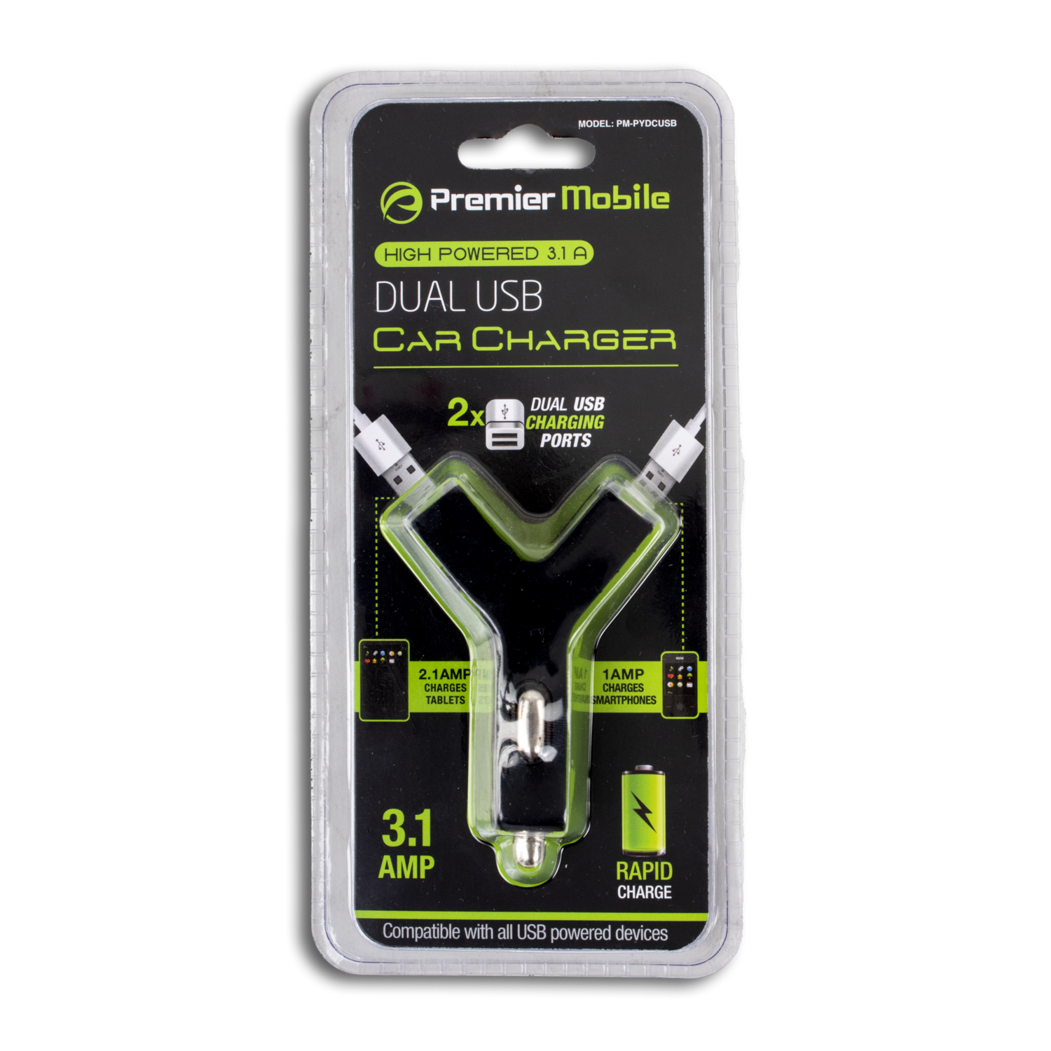 Cargador De Auto Dual USB PREMIER 3,1 Amp